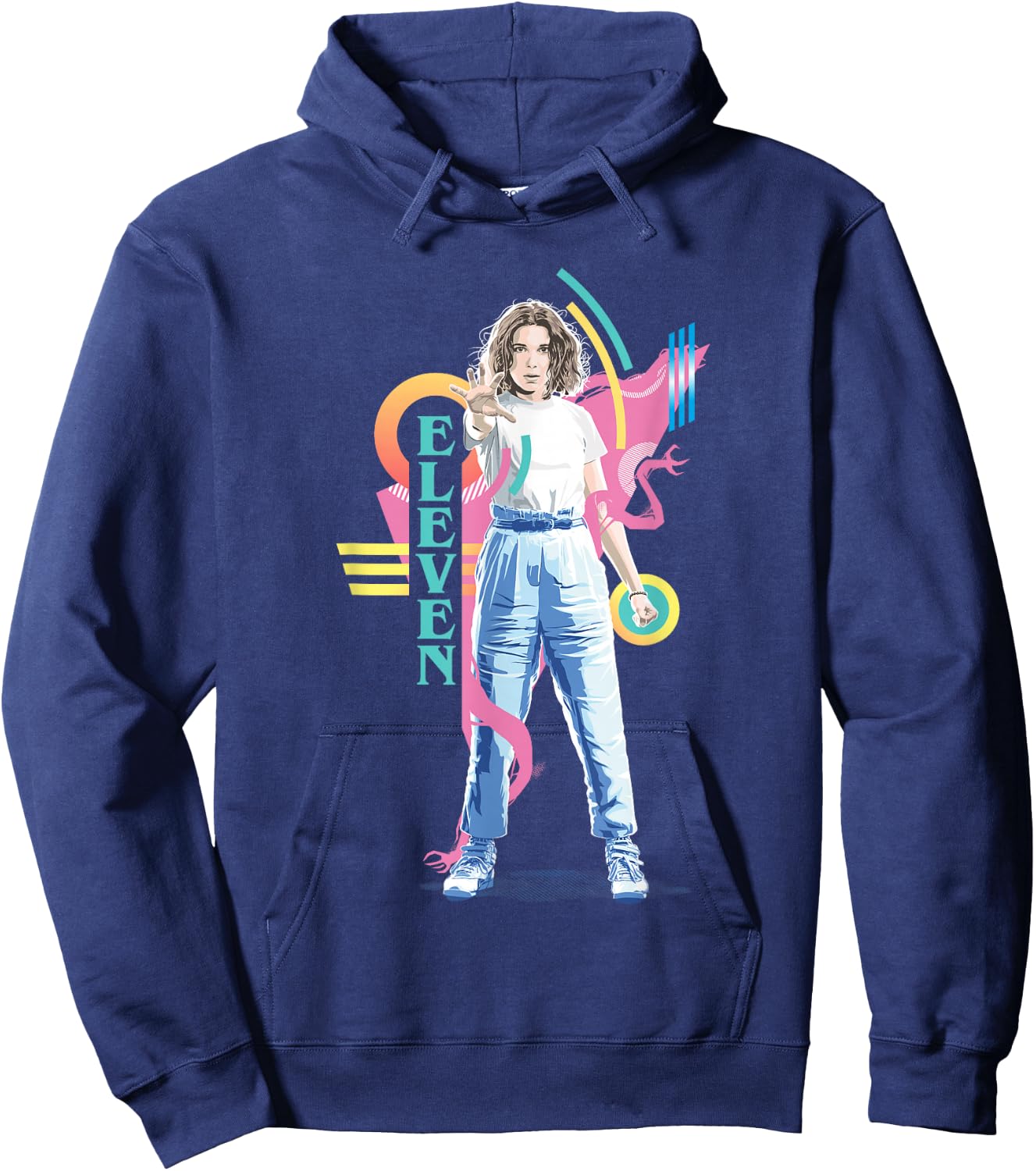 Stranger Things Vintage Retro Eleven Superpowered 80's Icon Hoodie - Hoodie | Navy