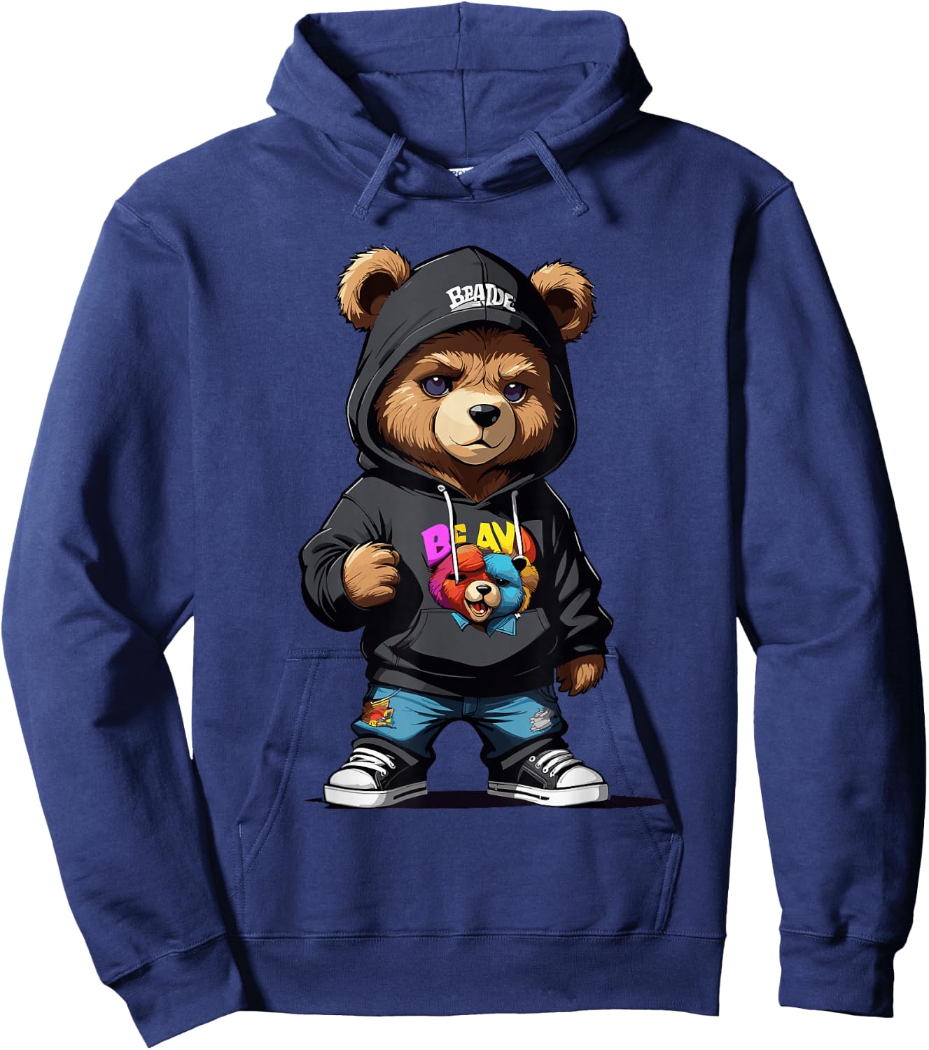 Teddy Bear Gangster in Cool Hip-Hop Outfit Hoodie - Hoodie | Navy