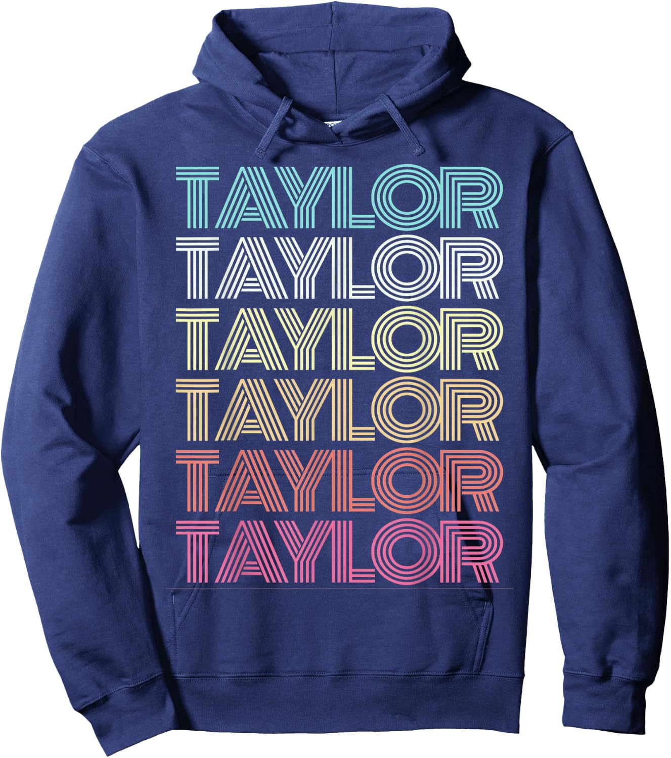 First Name Taylor Girl Boy Retro My Personalized Groovy 80's Hoodie - Hoodie | Navy