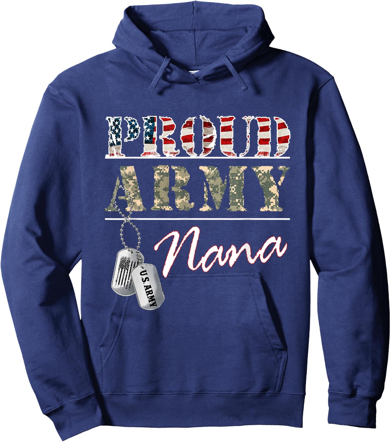 Proud Army Nana American Flag Veteran Military Hoodie - Hoodie | Navy