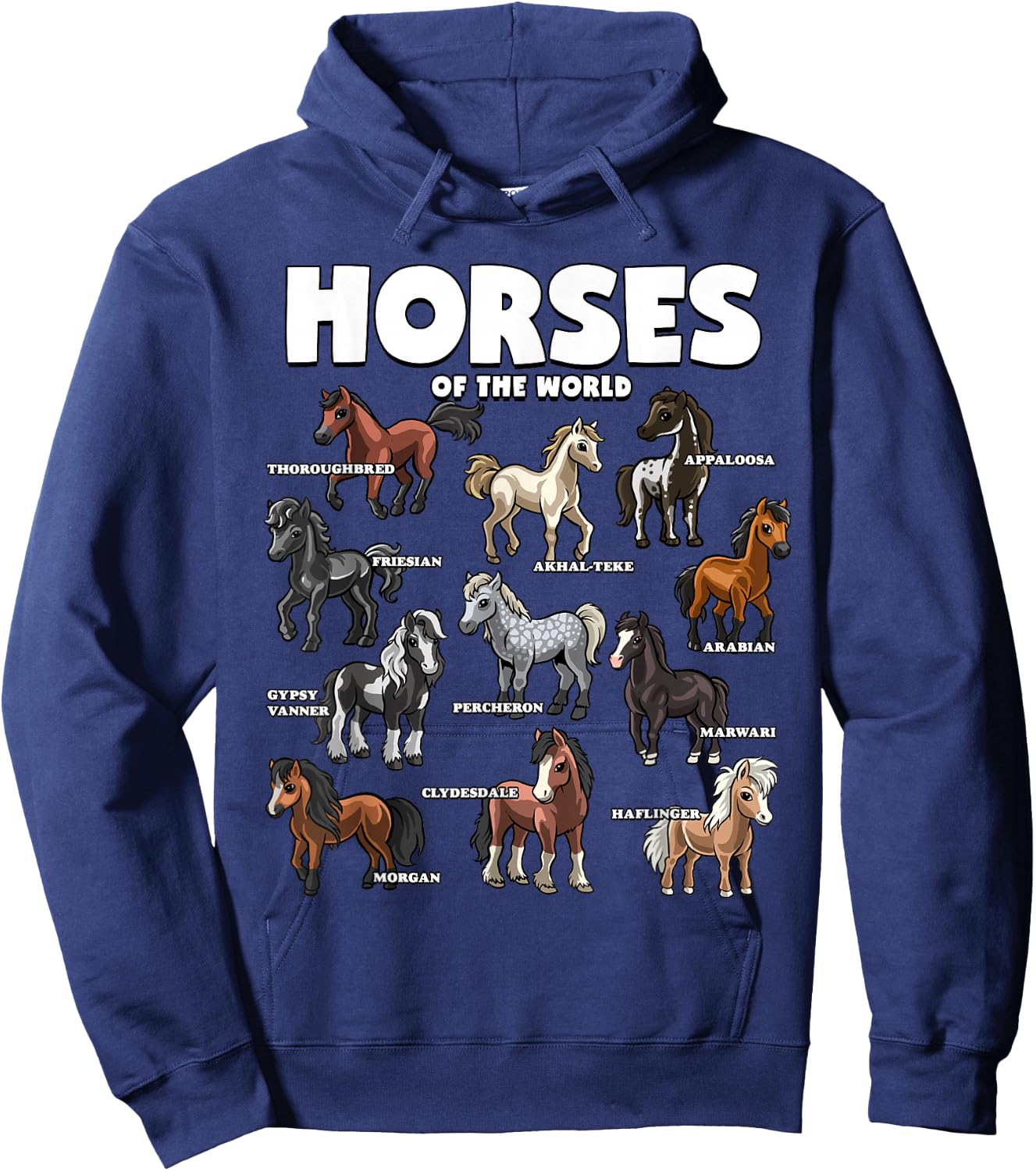 Horse Shirt Horses Animals of the World Horse Lover Cowboy Hoodie - Hoodie | Navy
