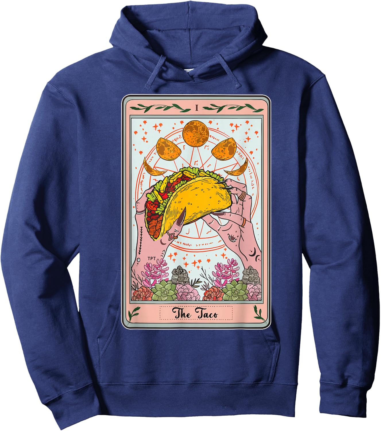 Taco Tarot Card Cinco Mayo Funny Mexican Tuesday Men Women Hoodie - Hoodie | Navy