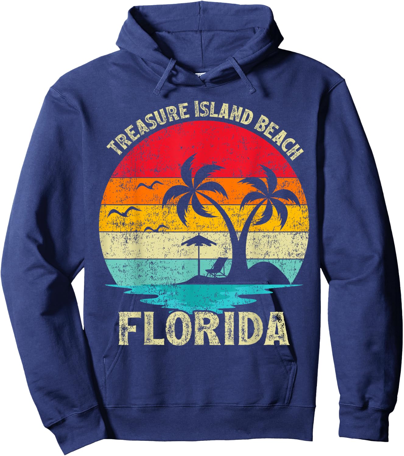 Family Vacation Vintage Retro Florida Treasure Island Beach Men Women Girls Kids Hoodie - Hoodie | Navy