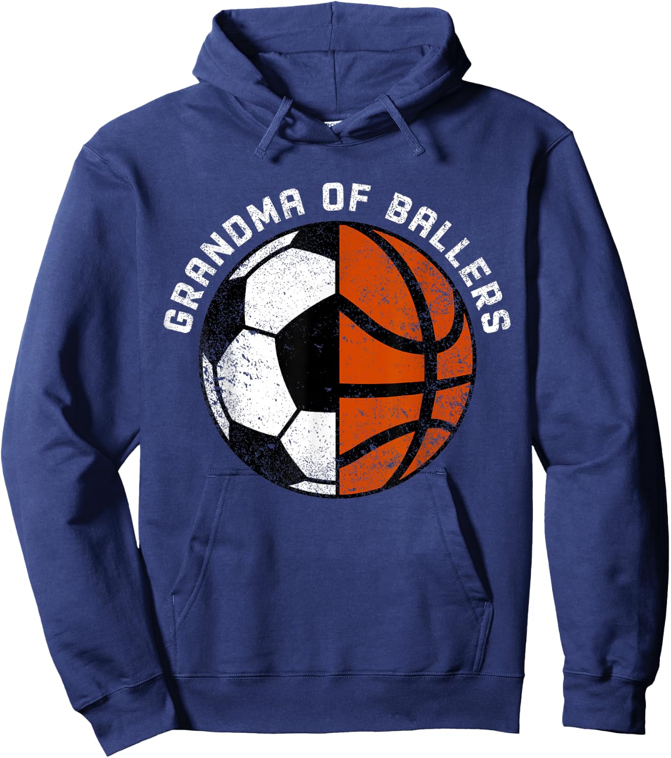 Grandma Of Ballers Funny Soccer Basketball Grandma Hoodie - Hoodie | Navy