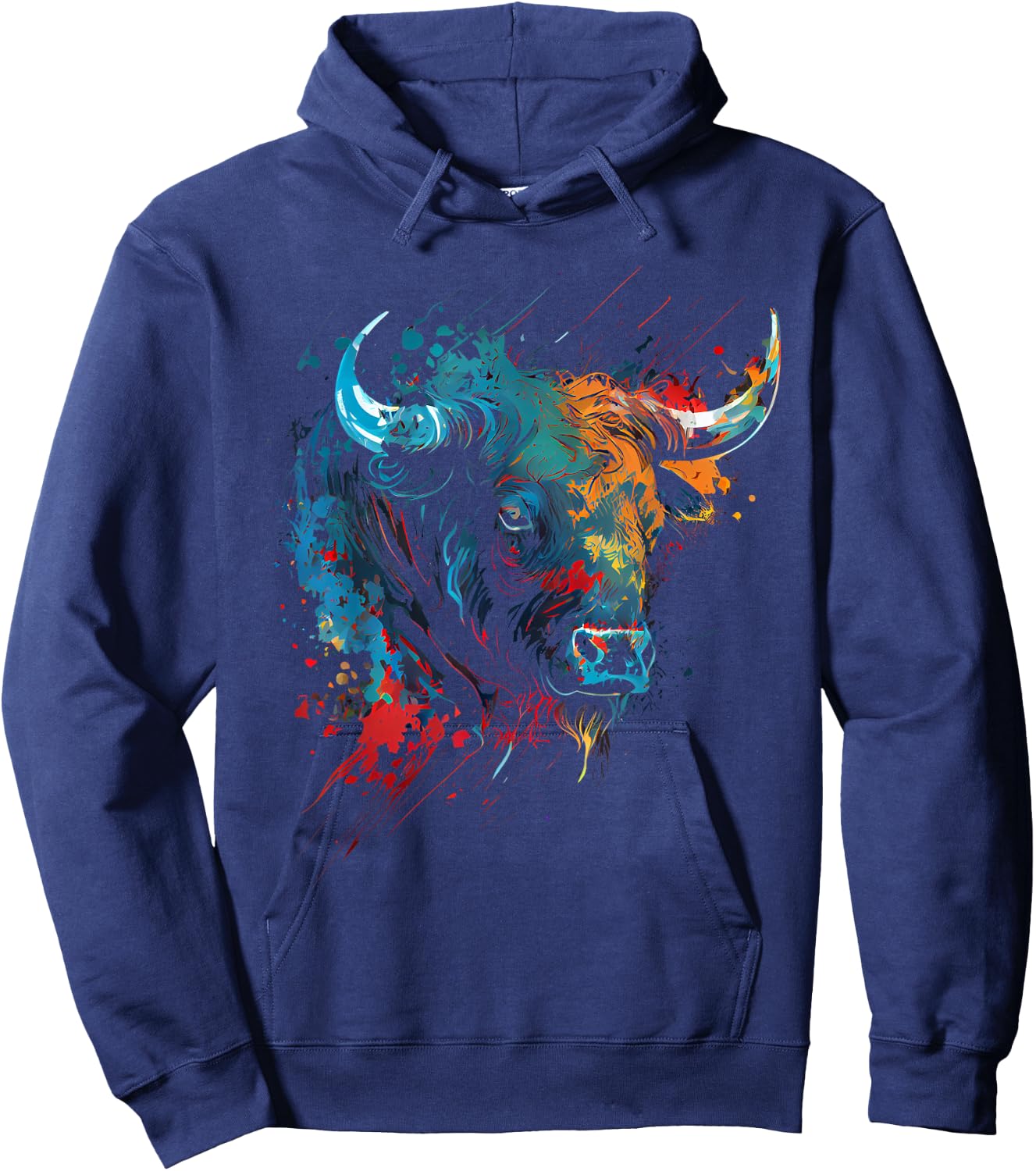 Bull Colourful Bull Riding Meat Favourite Animal Bull Fan Hoodie - Hoodie | Navy