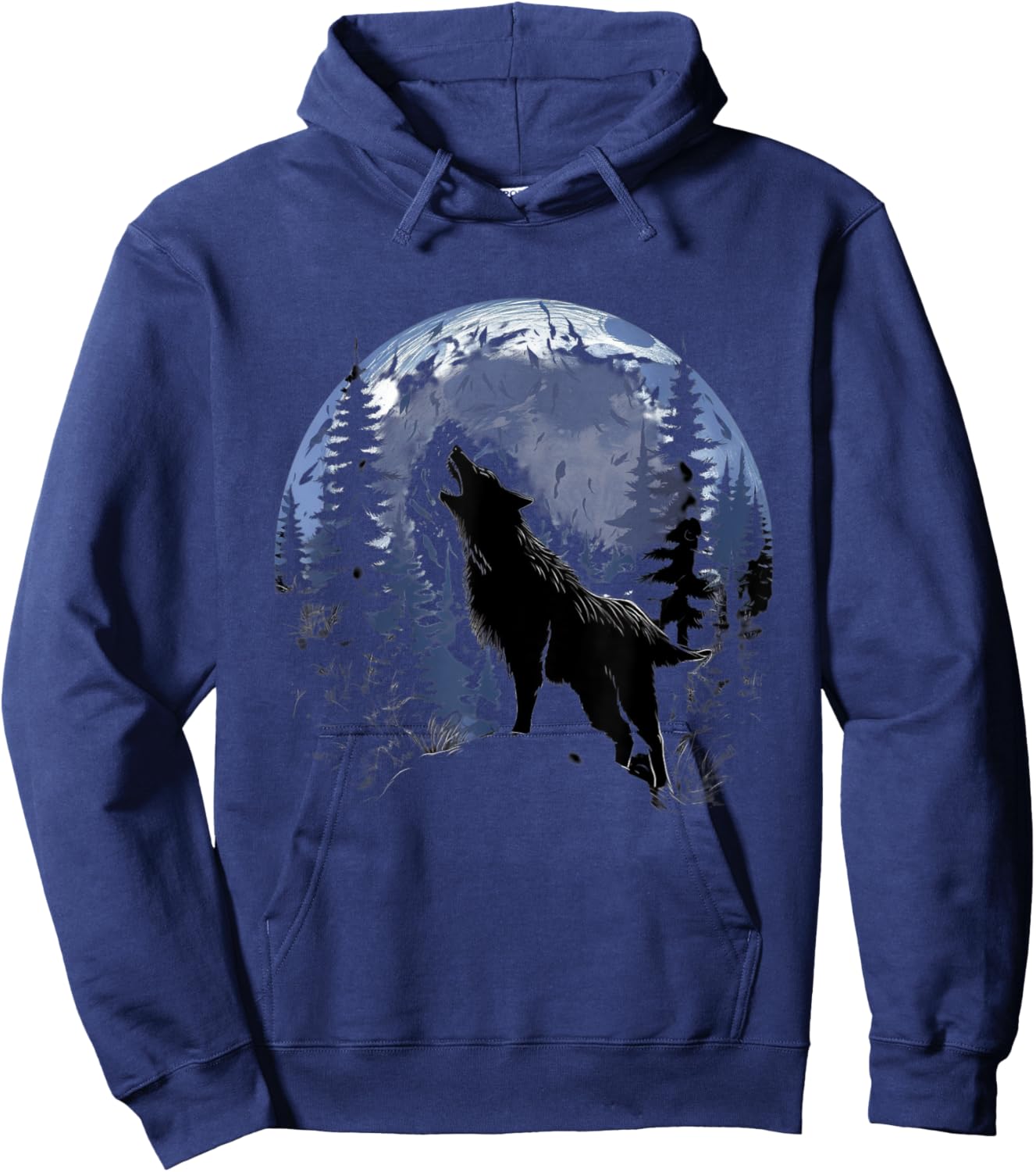 Lone Wolf Call in Full Moon Light Hoodie - Hoodie | Navy