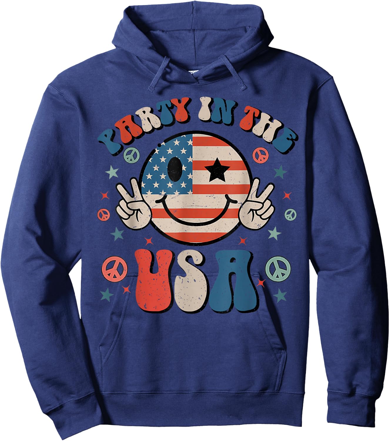 Party in The USA 4th of July Preppy Smile Kids Men Women Hoodie - Hoodie | Navy