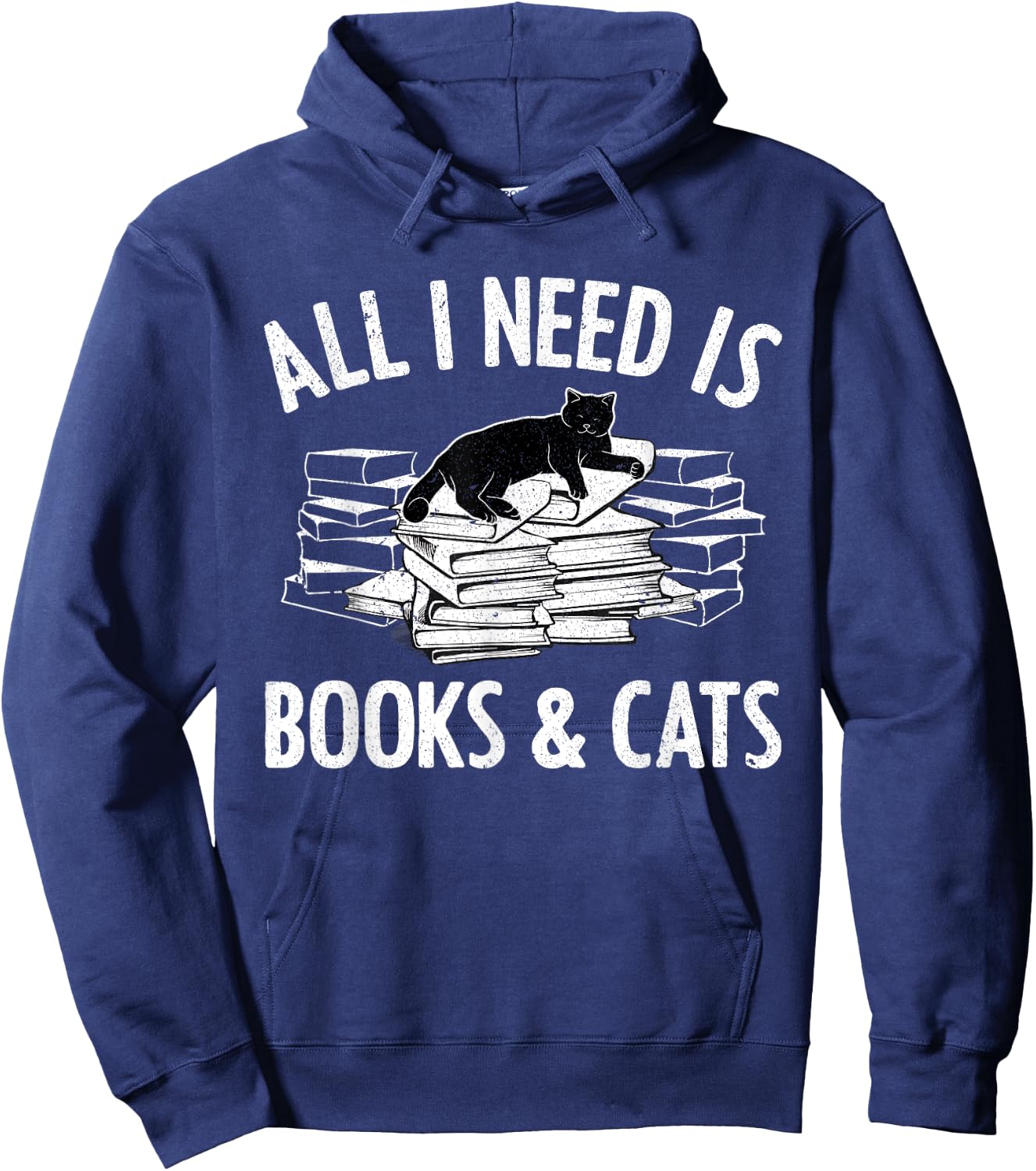 Cat Book Women Novel Book Lovers Reading Librarian Hoodie - Hoodie | Navy
