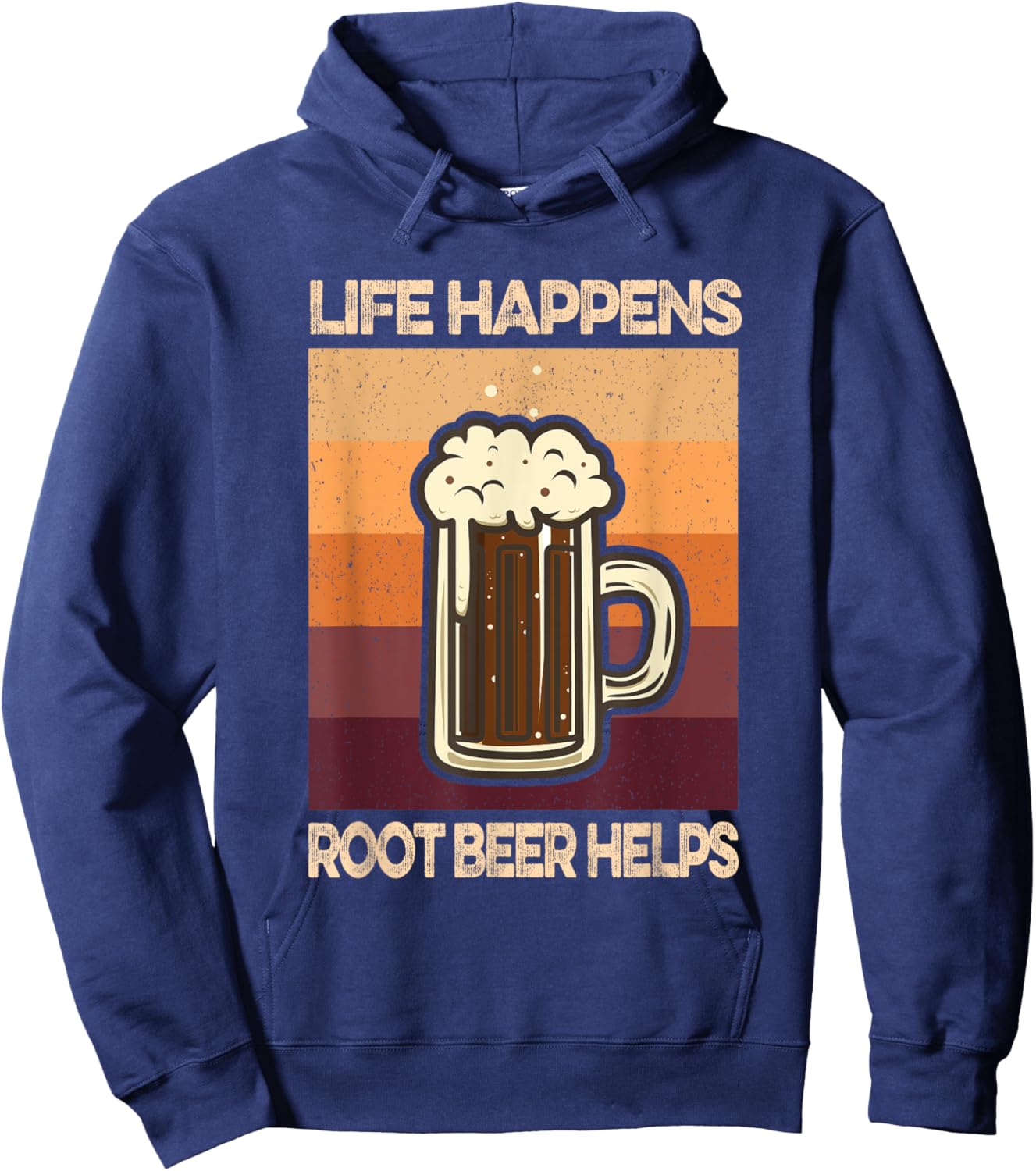 Root Beer Lovers Life Happens Root Beer Helps Hoodie - Hoodie | Navy