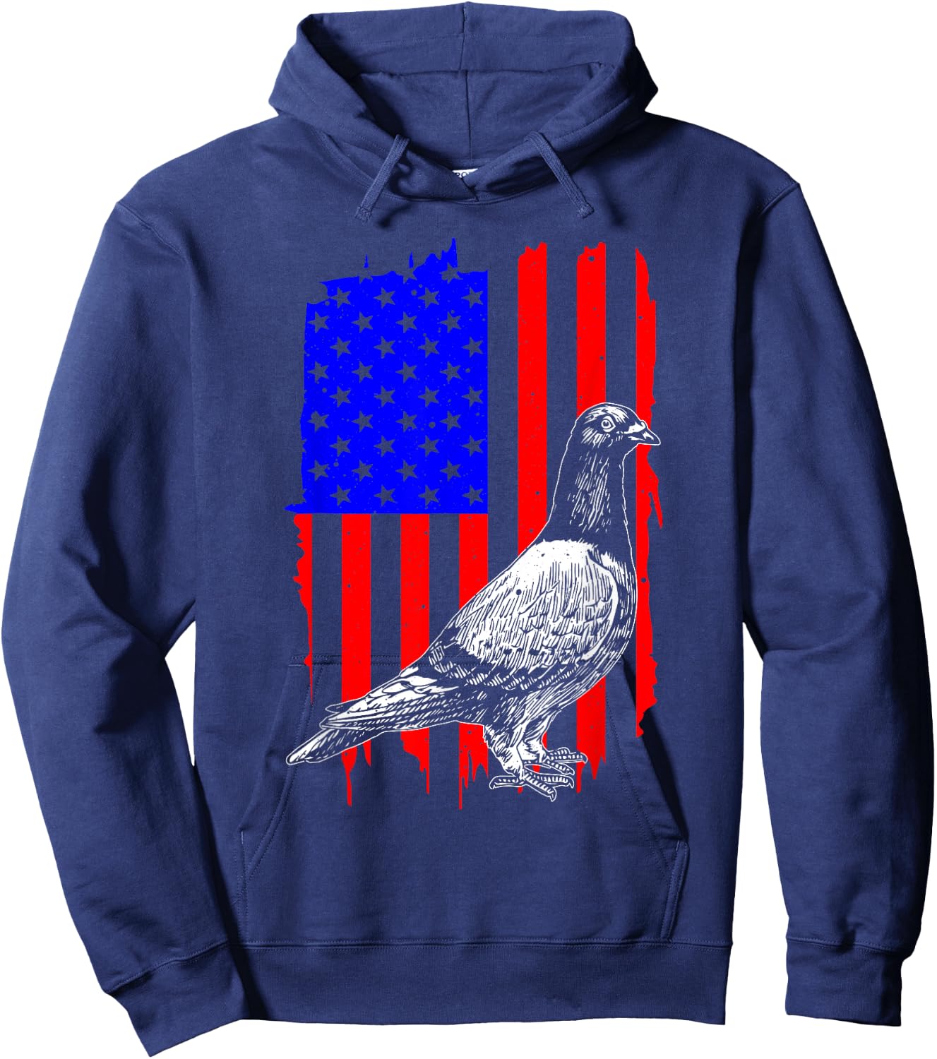 Cool Pigeon Design Men Women Patriotic US Flag Pigeon Lovers Hoodie - Hoodie | Navy
