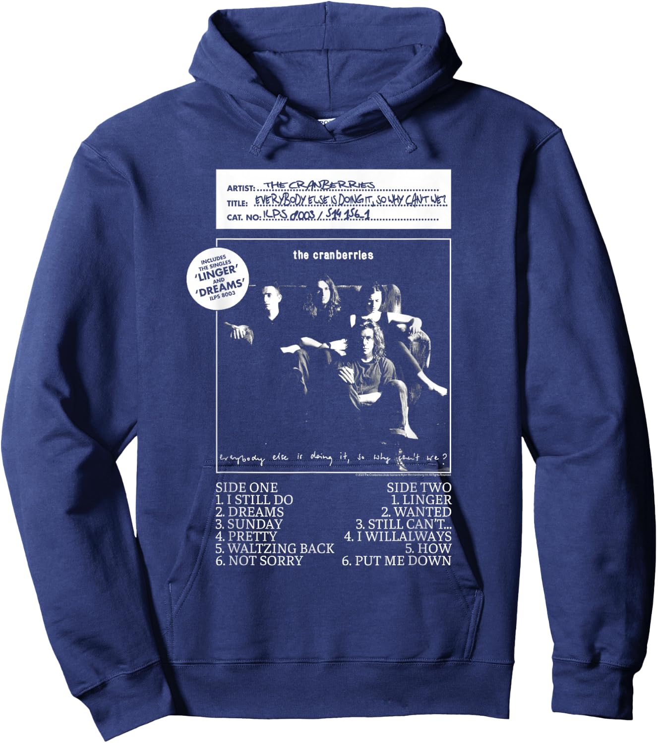 The Cranberries Everybody Else Vinyl - Women's Black Classic Fit Short Sleeve - Size Small Hoodie - Hoodie | Navy