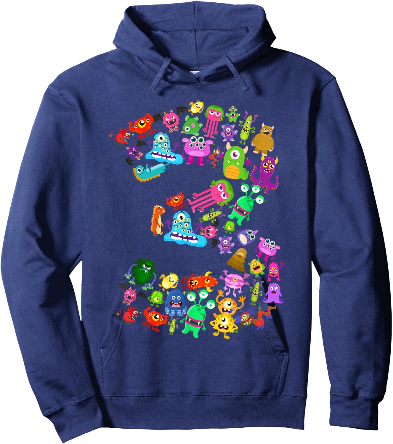 3rd Birthday Party Monster Themed Number 3 Little Monster Hoodie - Hoodie | Navy