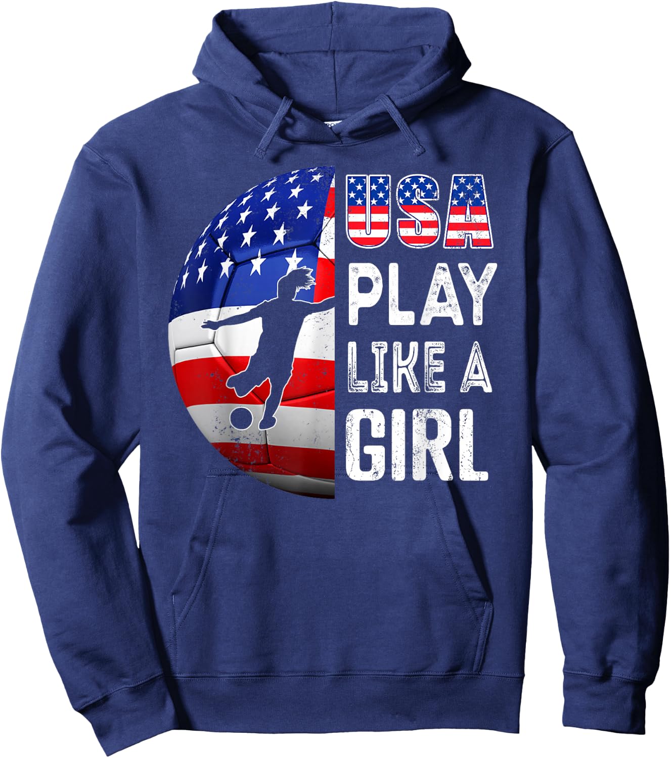 Play Like a Girl Soccer USA United States Women's Hoodie - Hoodie | Navy