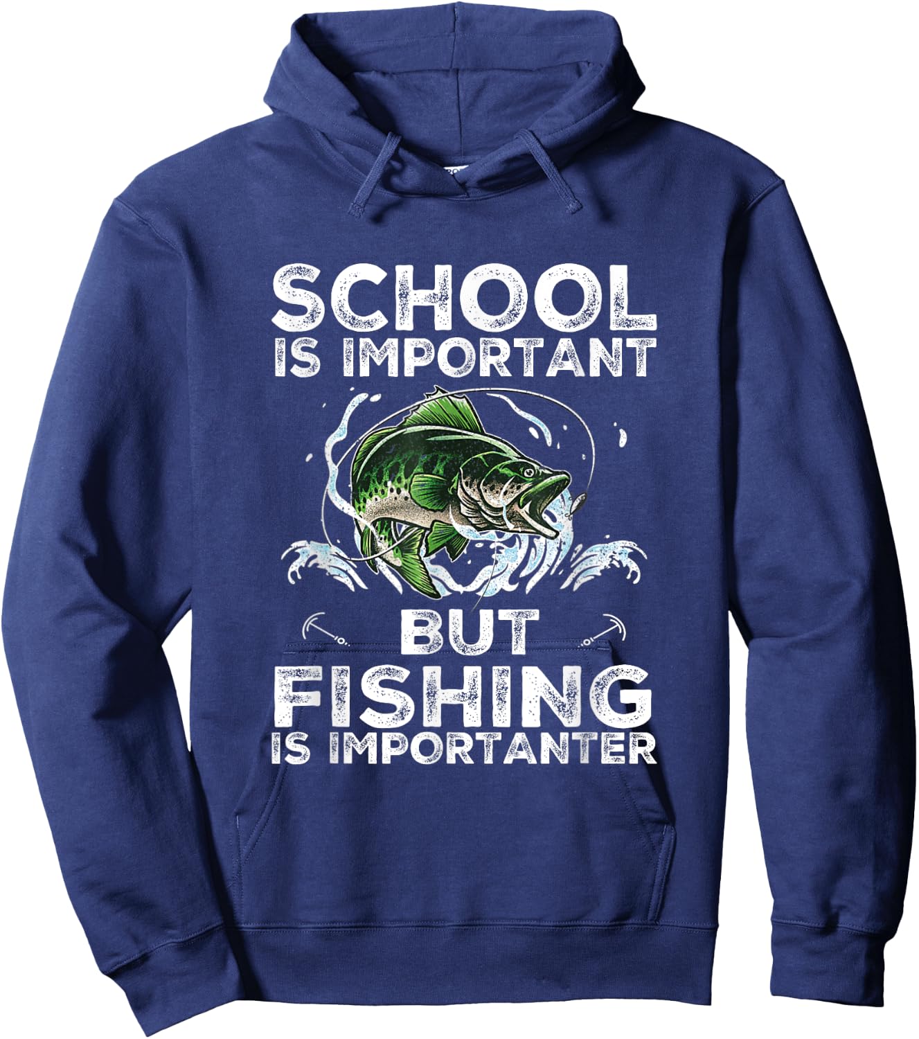 School Is Important But Fishing Is Importanter Funny Fishing Hoodie - Hoodie | Navy