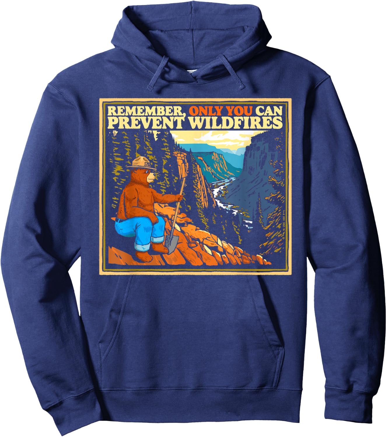 Vintage Style Smokey Bear Only You Retro Hiking Hoodie - Hoodie | Navy