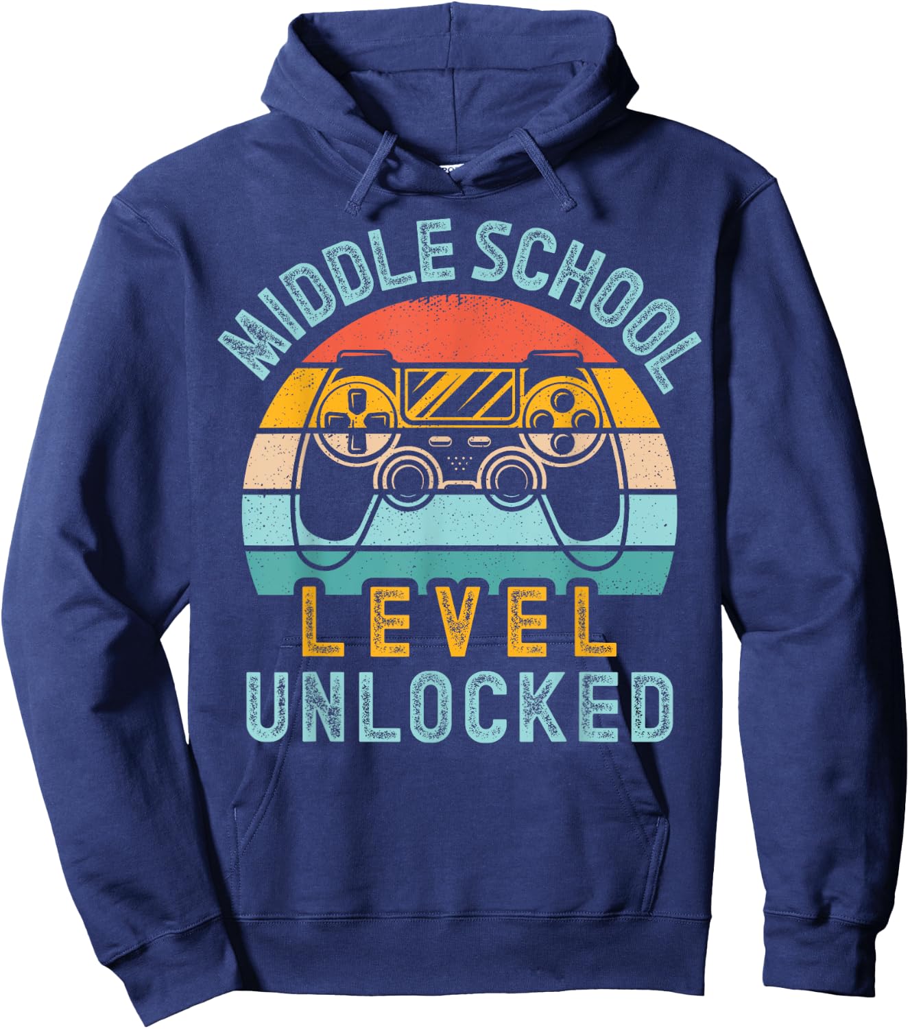 Middle School Level Unlocked Video Game Back to School Boy Hoodie - Hoodie | Navy
