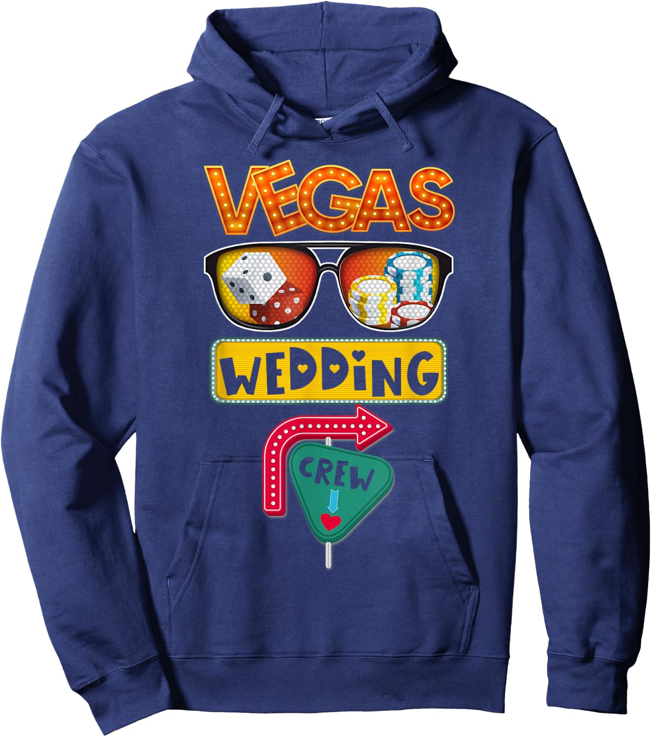 Vegas Wedding Party Married in Vegas Wedding Crew Casino Hoodie - Hoodie | Navy