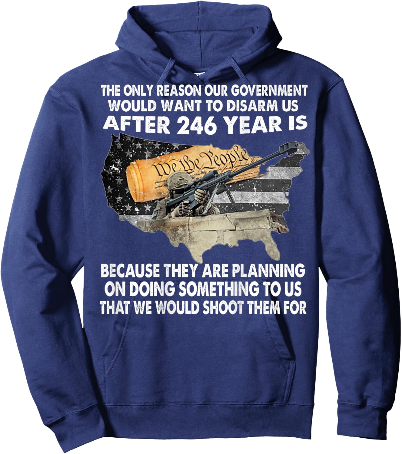 The Only Reason Our Government Would Want To Disarm -on back Hoodie - Hoodie | Navy