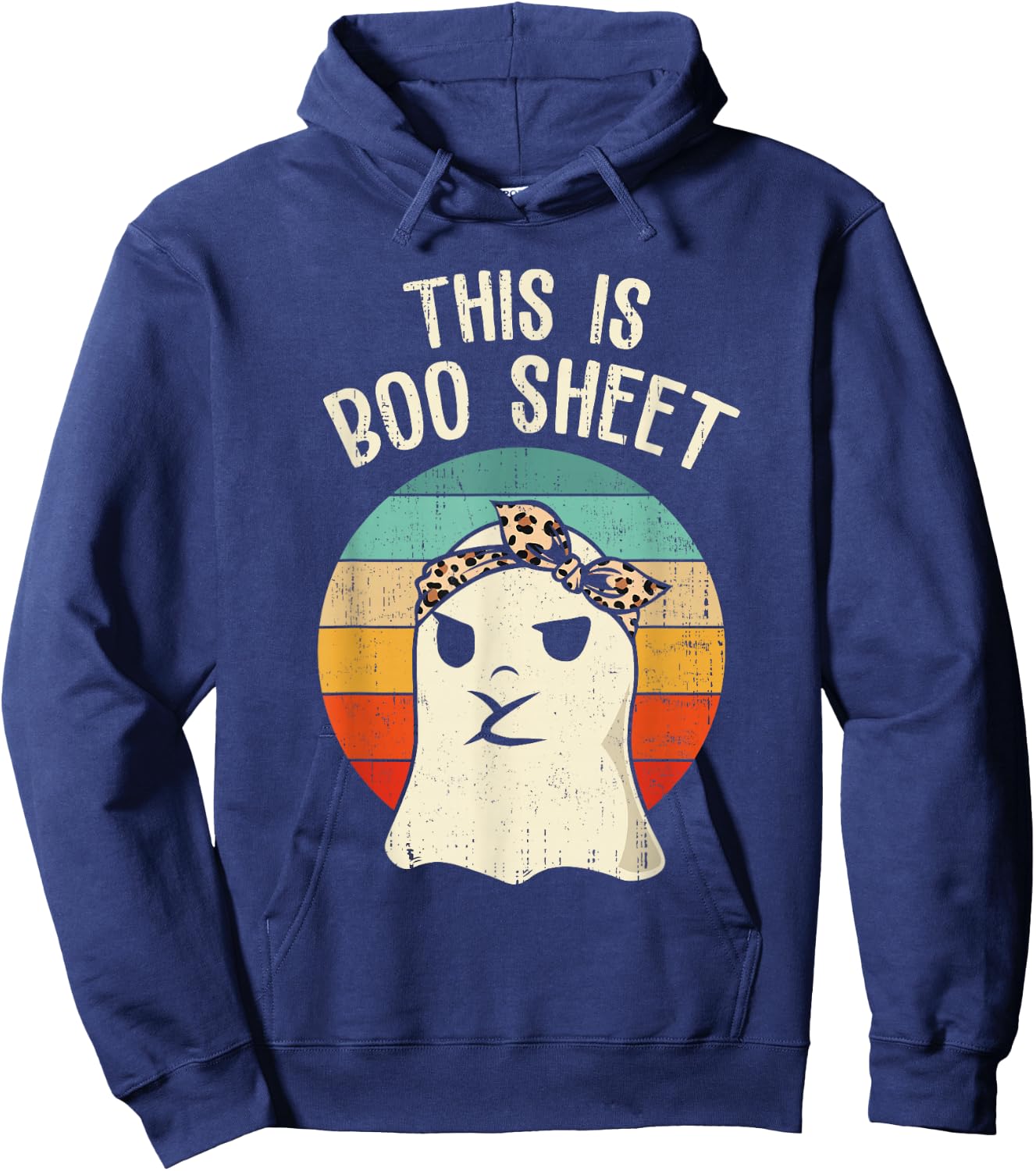This Is Boo Sheet Ghost Retro Ghost Halloween Leopard Women Hoodie - Hoodie | Navy