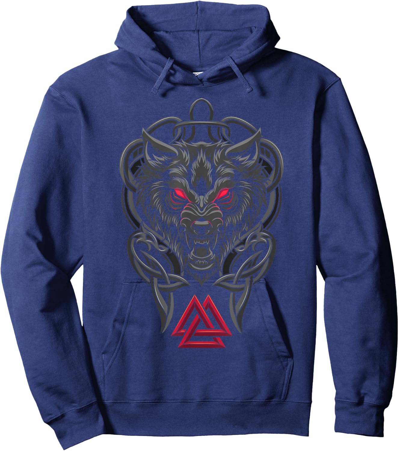 Viking Fenrir - Monstrous Wolf Valknut Norse Mythology Hoodie - Hoodie | Navy