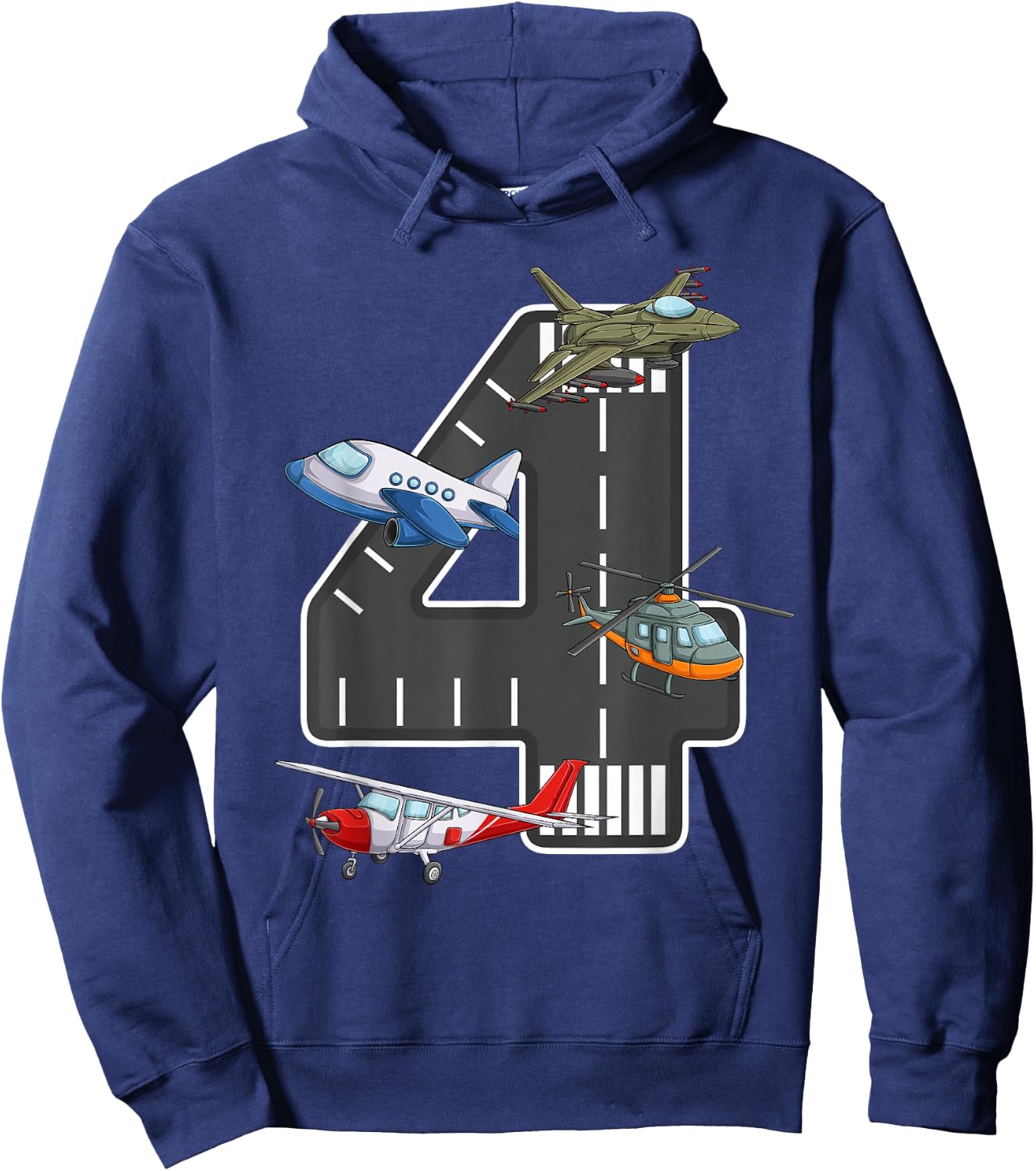 Little Pilot 4th Birthday Party 4 Four Year Old Airplane Hoodie - Hoodie | Navy