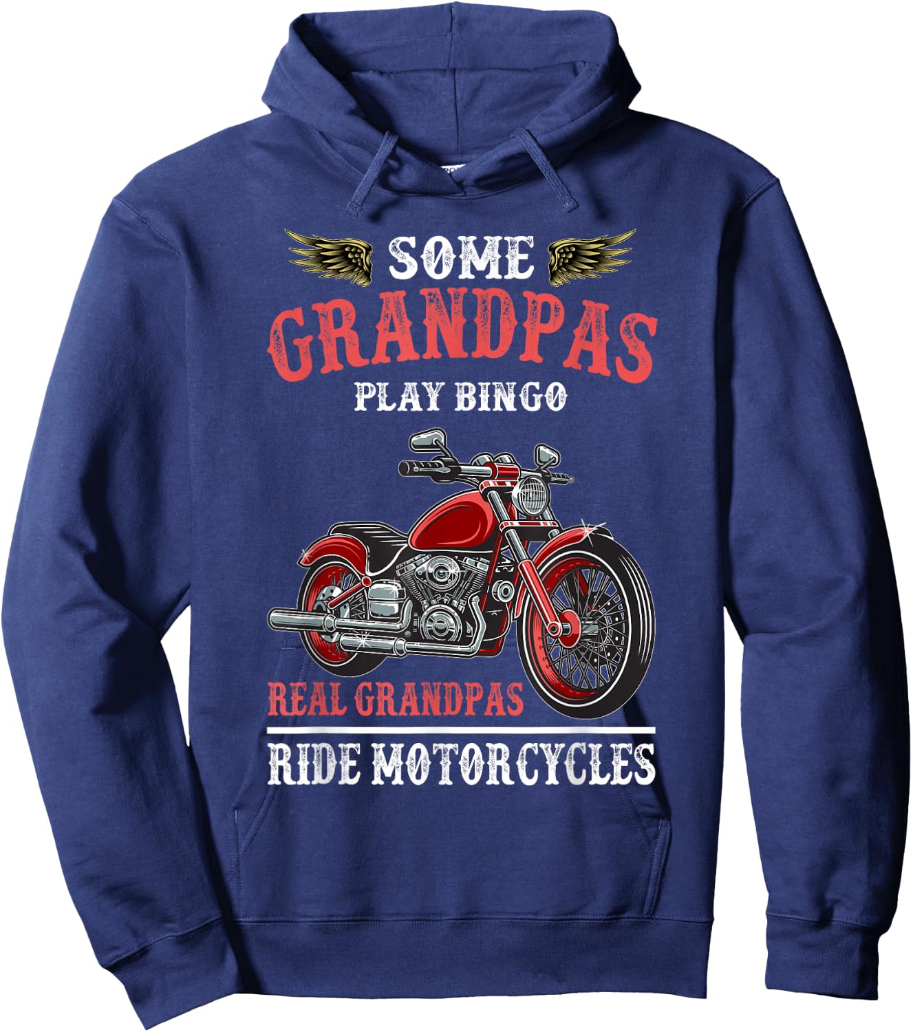 Real Grandpas Ride Motorcycles Funny Bike Riding Gift Biker Hoodie - Hoodie | Navy