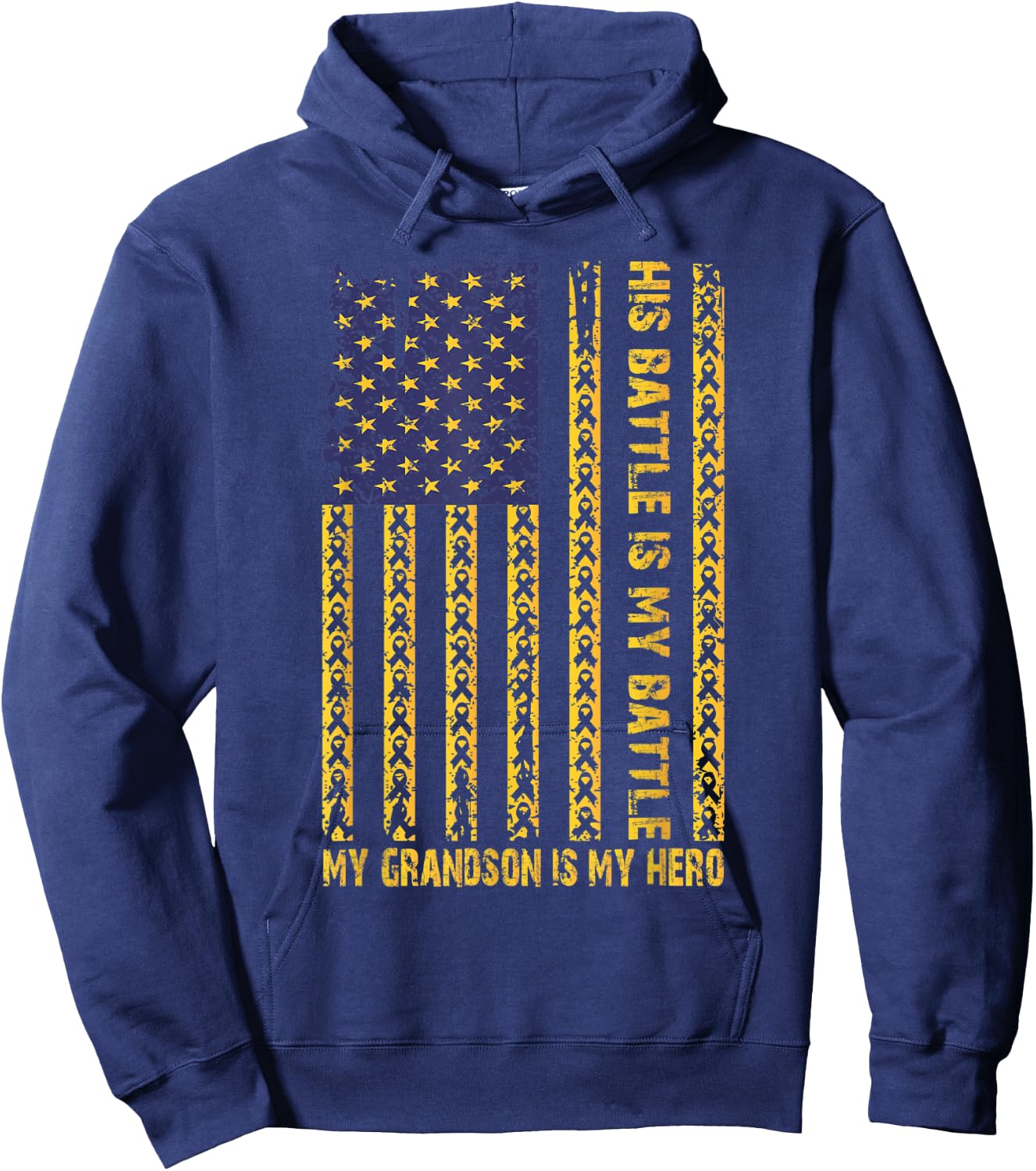 Childhood Cancer Awareness September My Grandson Is My Hero Hoodie - Hoodie | Navy