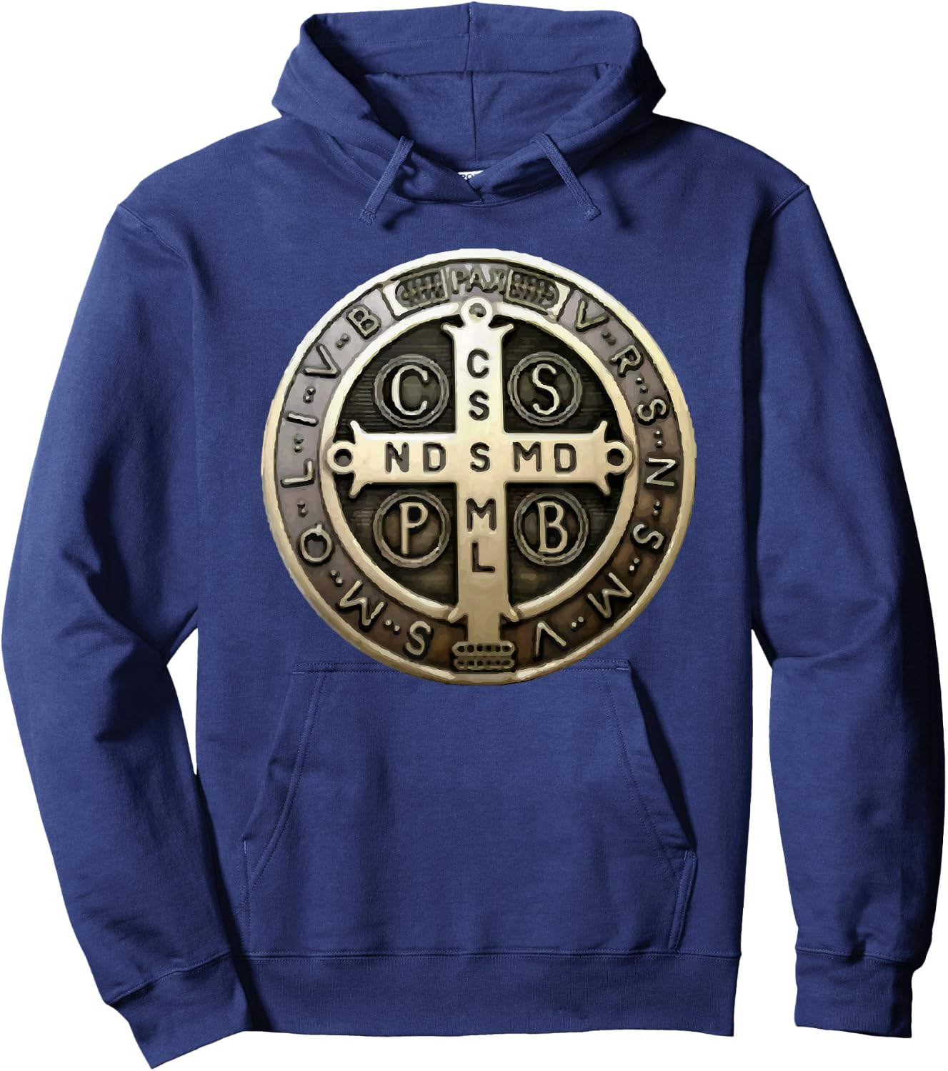 St. Benedict Medal Saint Benedict Cross Catholic Christian Hoodie - Hoodie | Navy