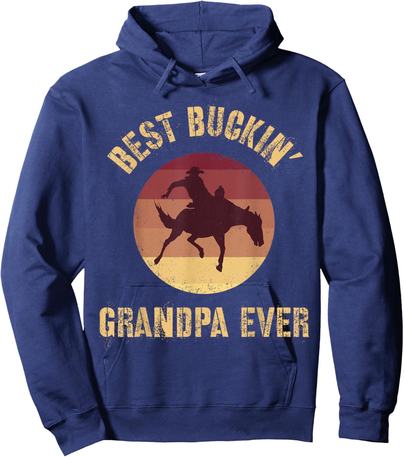 Best Buckin' Grandpa Ever Western Rodeo Cowboy Bucking Horse Hoodie - Hoodie | Navy