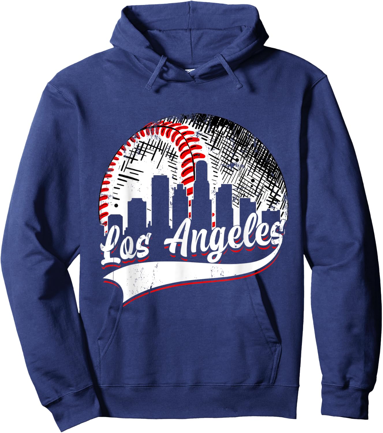 Vintage Los Angeles Baseball Lover Men Women Game Day Hoodie - Hoodie | Navy