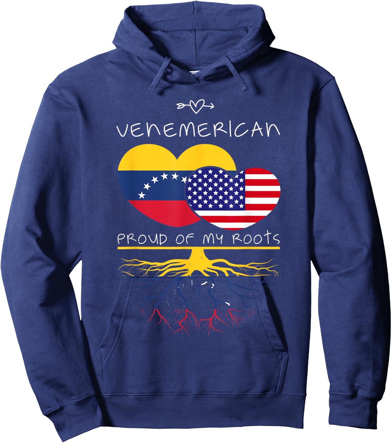 Venezuela USA Proud of Both Countries Venemerican Hoodie - Hoodie | Navy