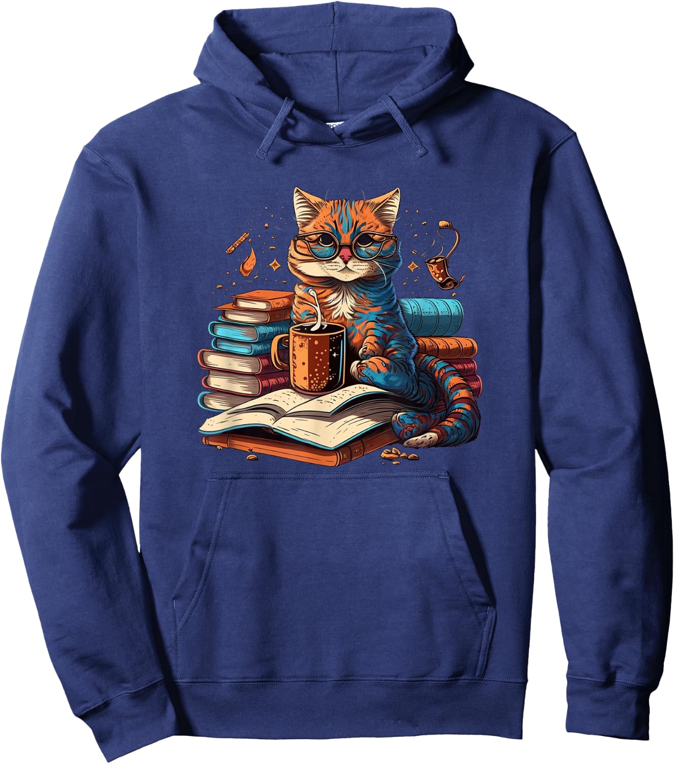 Cat Enjoy Read Books Cat-Themed - Women's Classic Fit Short Sleeve Black Small Hoodie - Hoodie | Navy