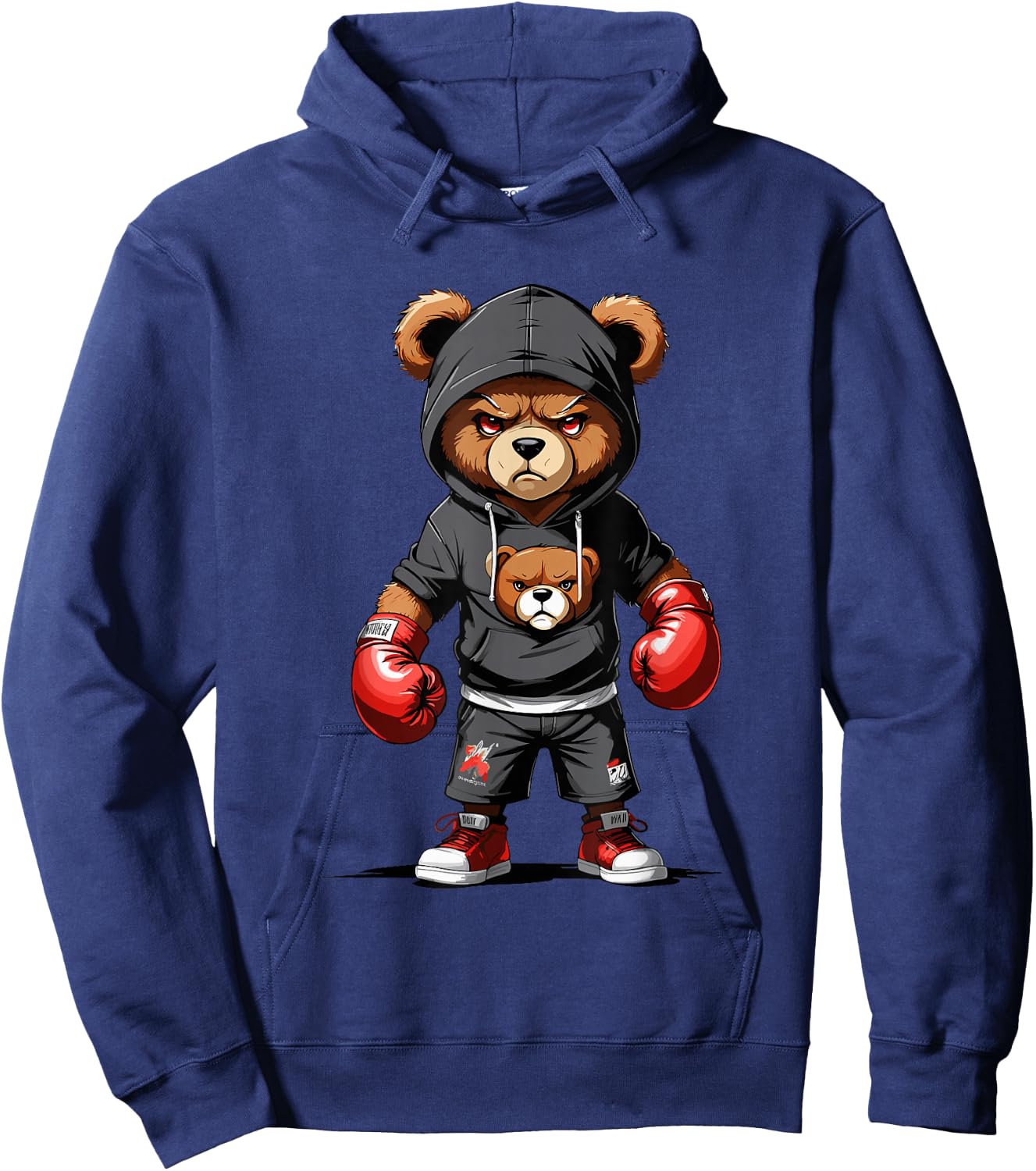 Teddy Bear Gangster Boxer with Hip Hop Street Clothes Hoodie - Hoodie | Navy