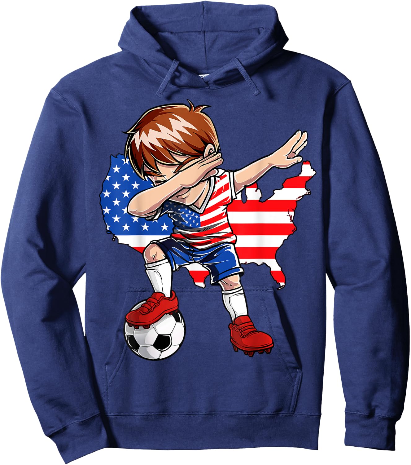 Dabbing Soccer USA Jersey Boy United States Boys Football Hoodie - Hoodie | Navy