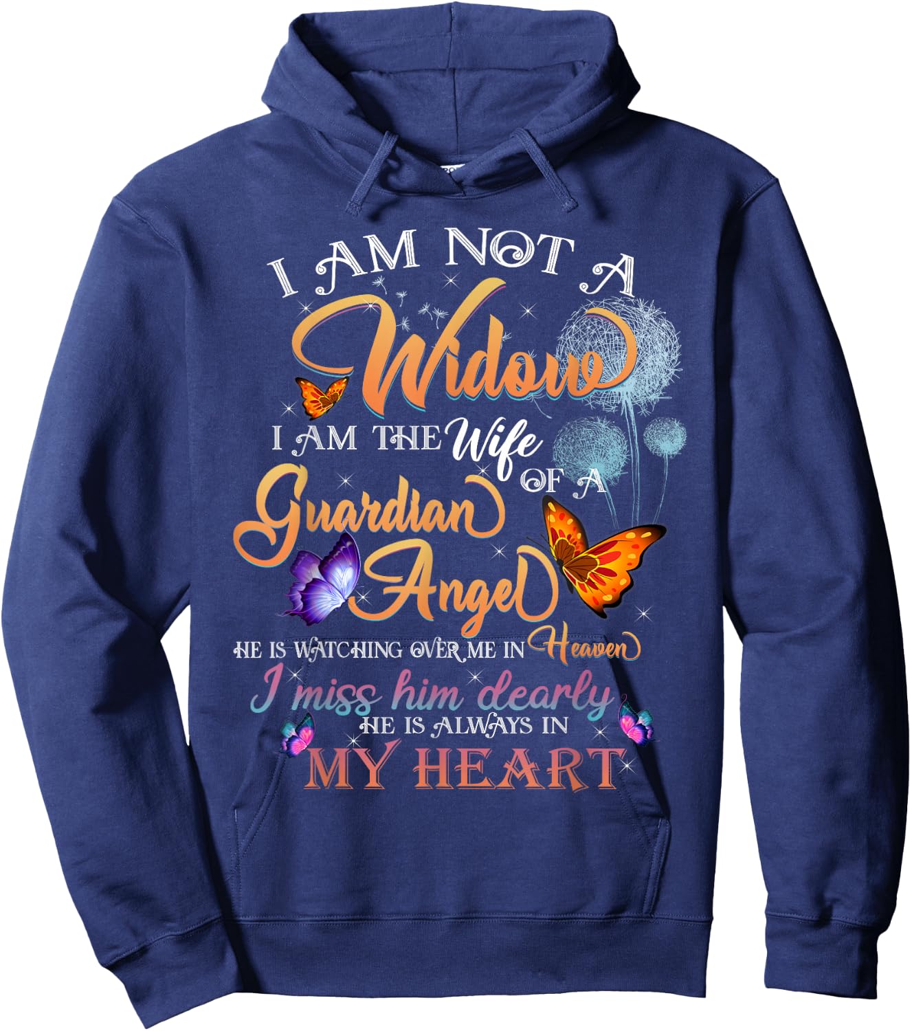 My Husband's Wings Were Ready But My Heart Was Not Memories Hoodie - Hoodie | Navy