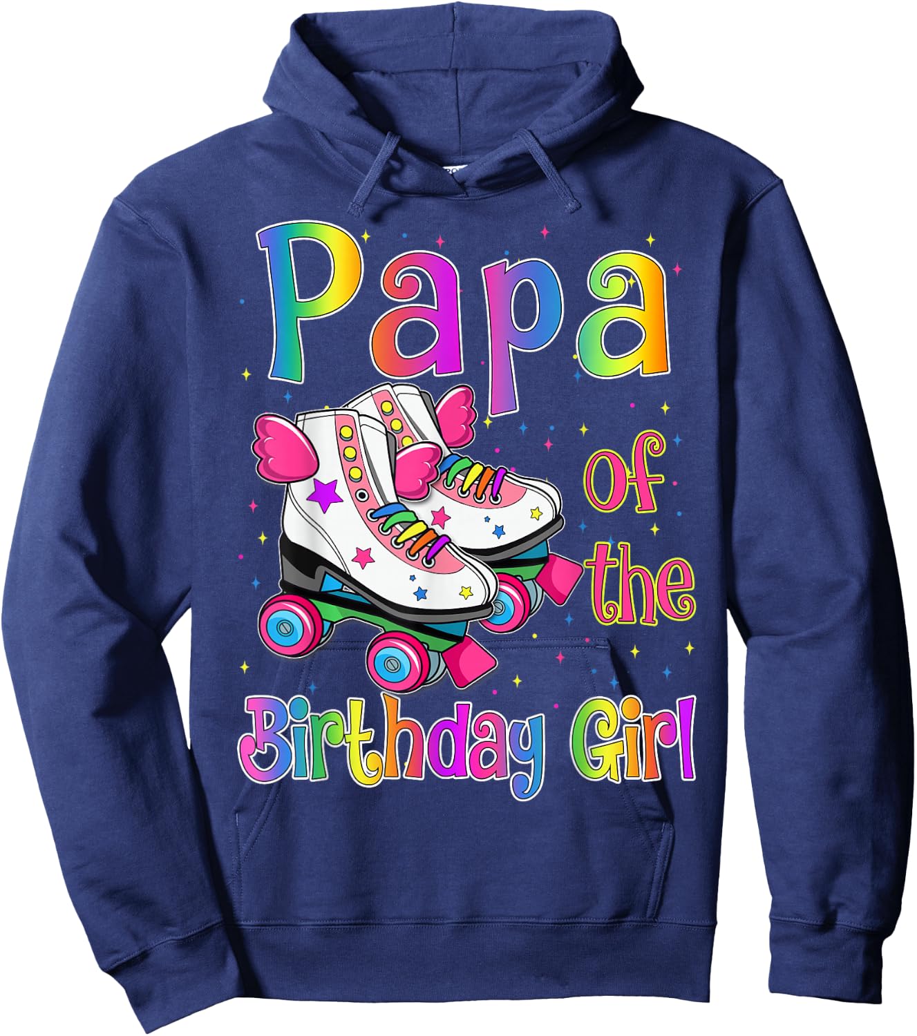 Papa of Birthday Girls Rolling Skate Birthday family Party Hoodie - Hoodie | Navy