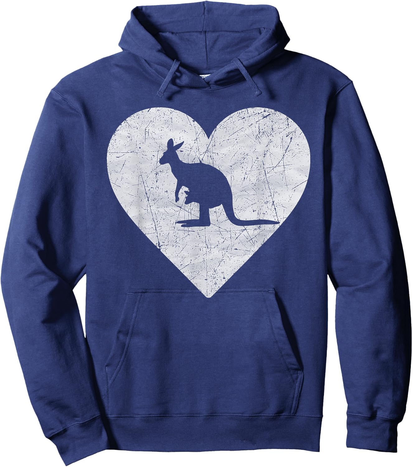 Vintage Heart with Kangaroo Graphic Funny Kangaroo Lovers Hoodie - Hoodie | Navy