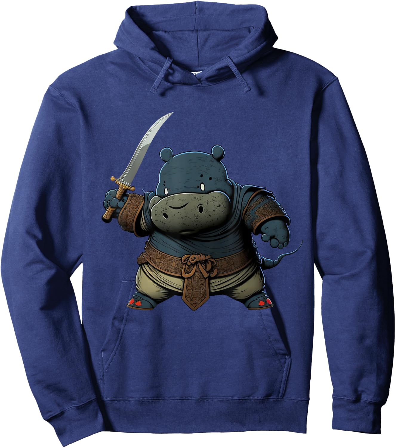 Cool Hippo Ninja Anime Japanese Art Kawaii Hippopotamus Hoodie - Hoodie | Navy