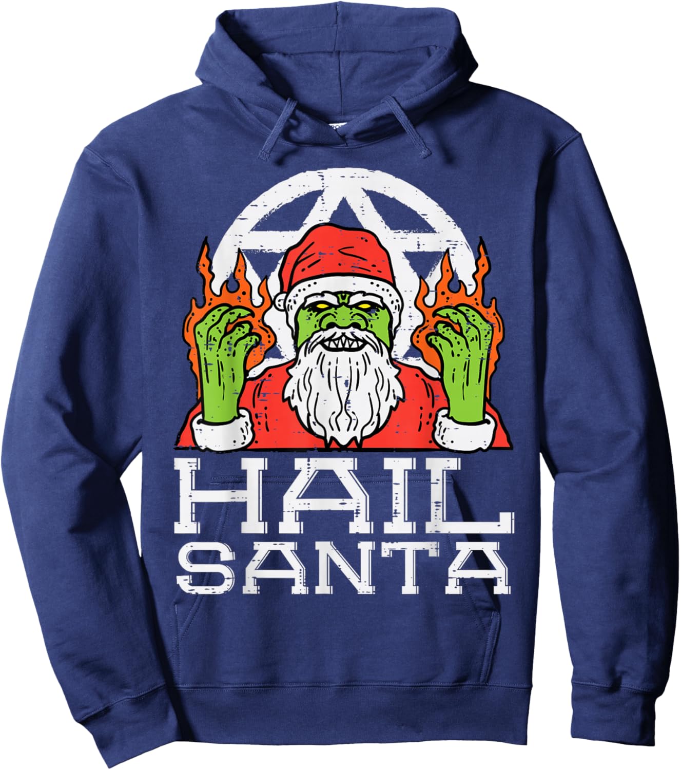 Hail Santa Funny Christmas Xmas Satanism Men Women Kids Hoodie - Hoodie | Navy