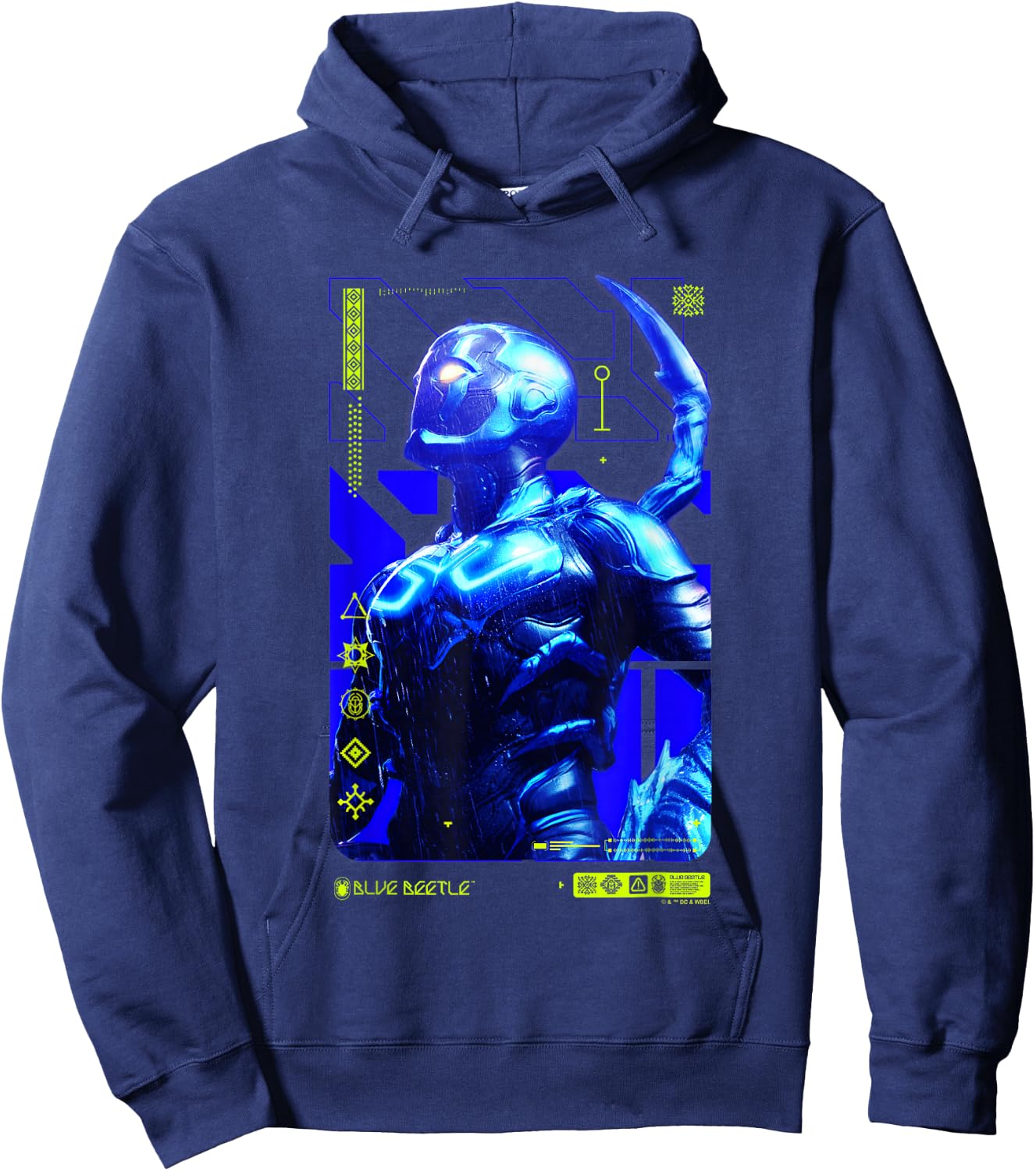 Blue Beetle Heroic Pose Information Card Poster V2 Hoodie - Hoodie | Navy