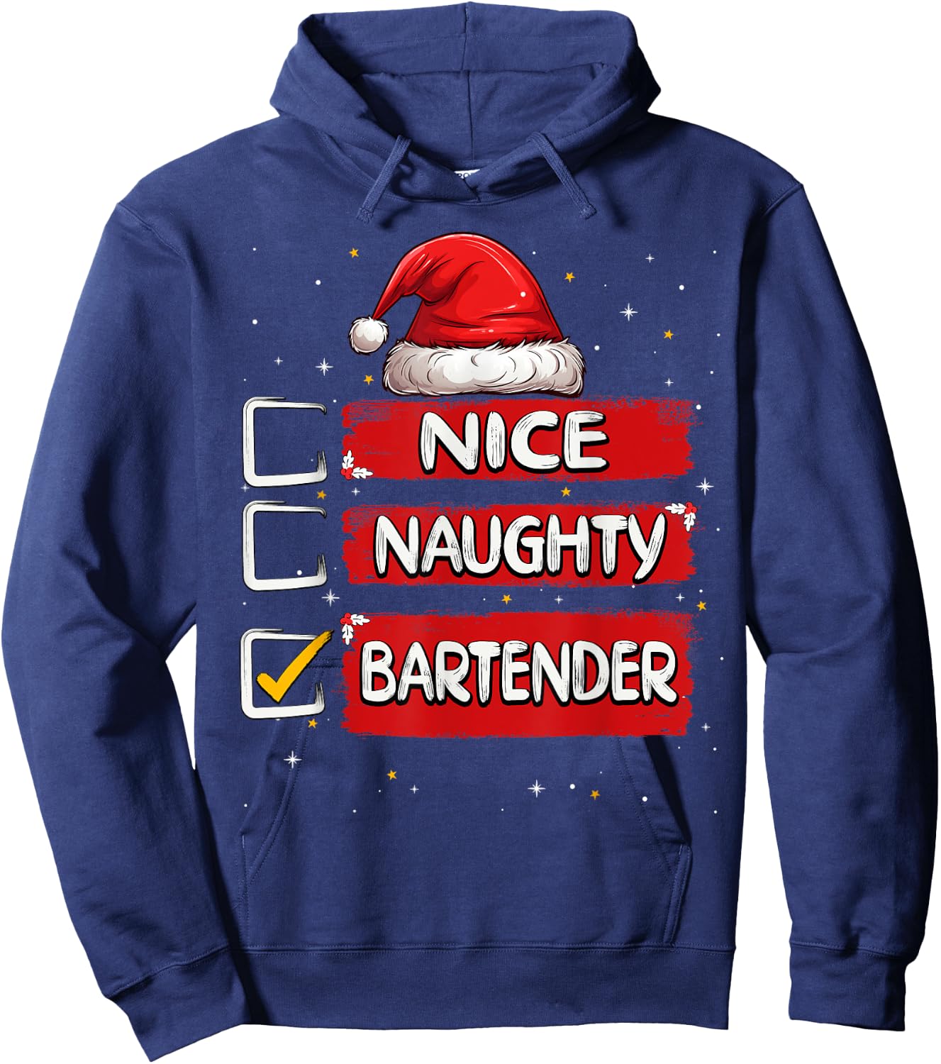 Nice Naughty Bartender Christmas List Santa Claus Hoodie - Hoodie | Navy