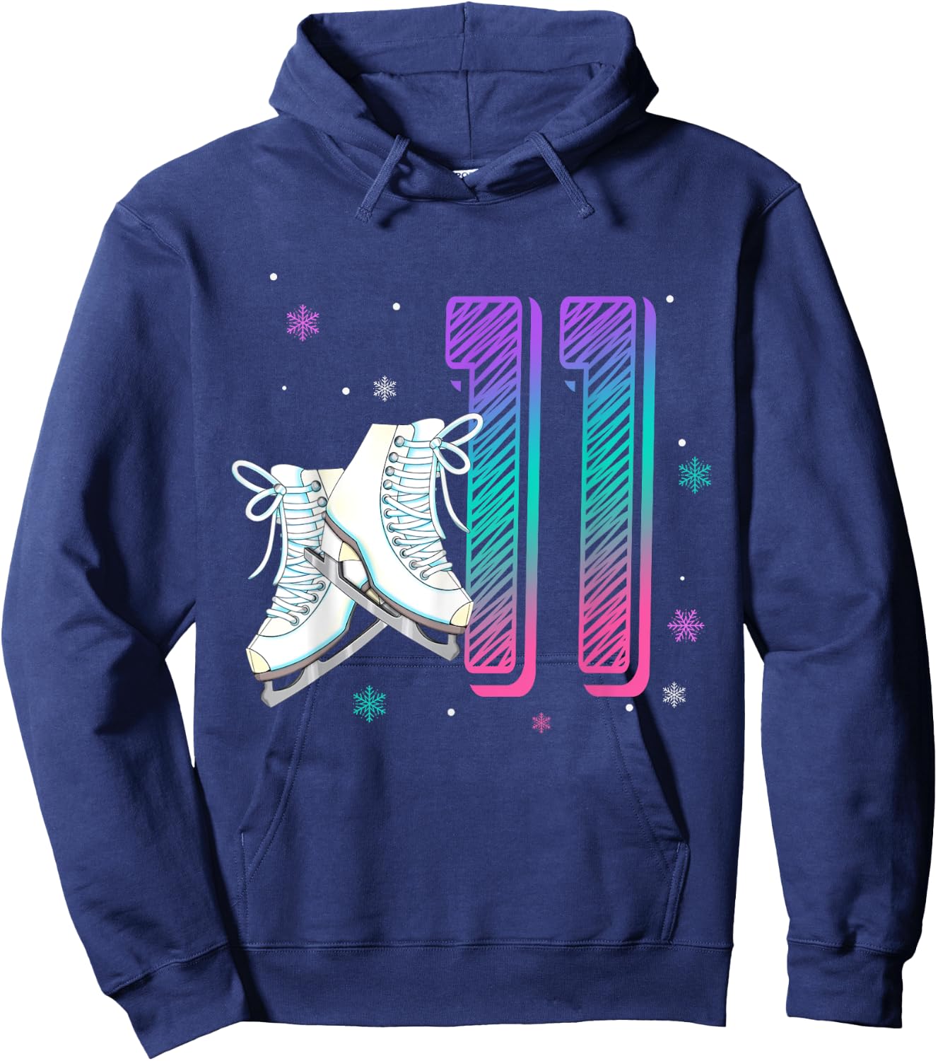 Figure Ice Skating 11 Years Old 11th Birthday Girl Theme Hoodie - Hoodie | Navy