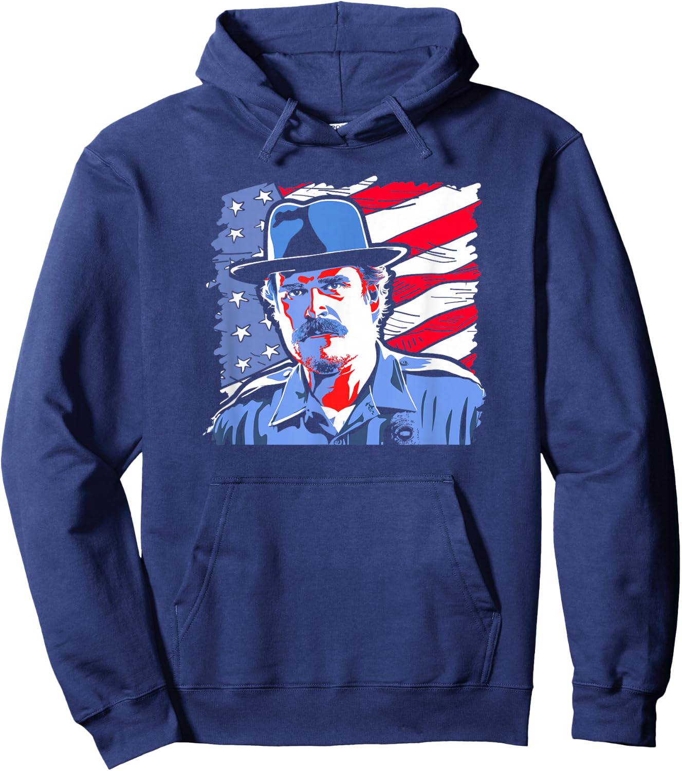 Stranger Things Jim Hopper Poster USA Flag Americana Hoodie - Hoodie | Navy