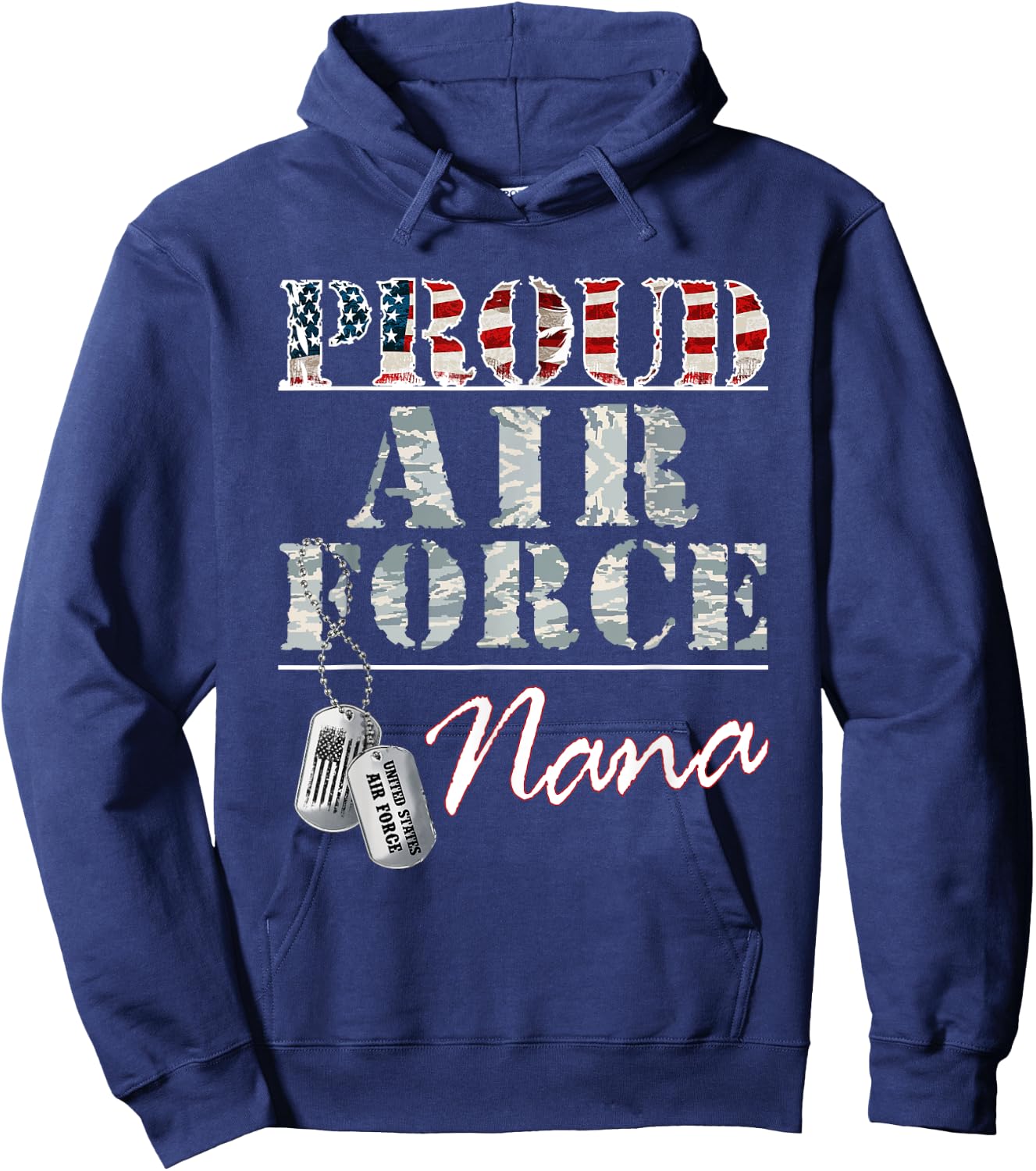 Proud Air Force Nana American Veteran Military Hoodie - Hoodie | Navy