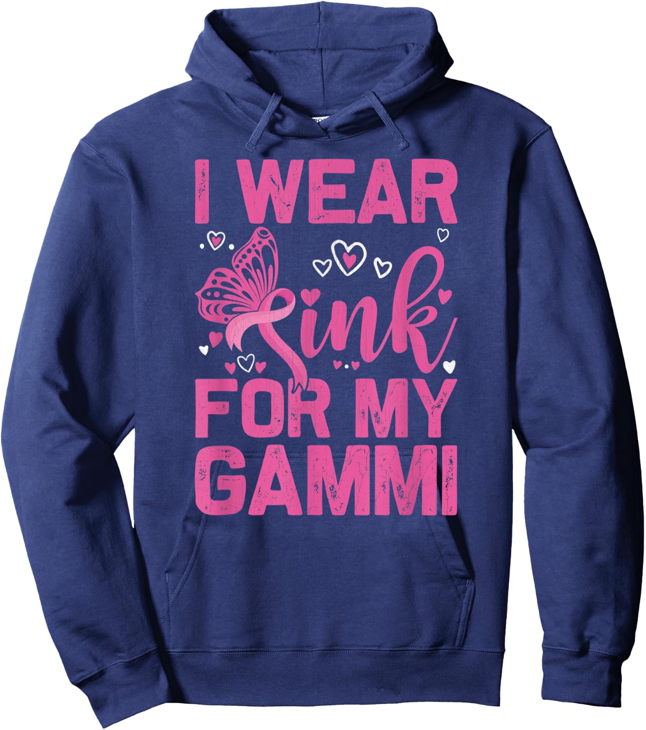 I Wear Pink For My Gammi October Breast Cancer Awareness Day Hoodie - Hoodie | Navy