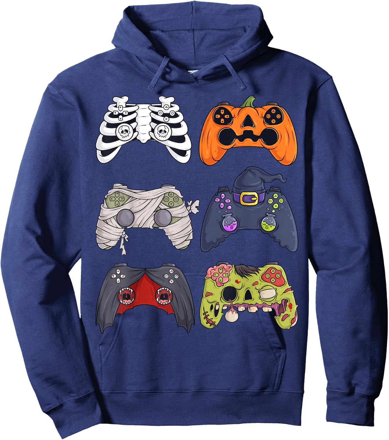 Halloween Skeleton Zombie Gaming Controllers Mummy Boys Kids Hoodie - Hoodie | Navy