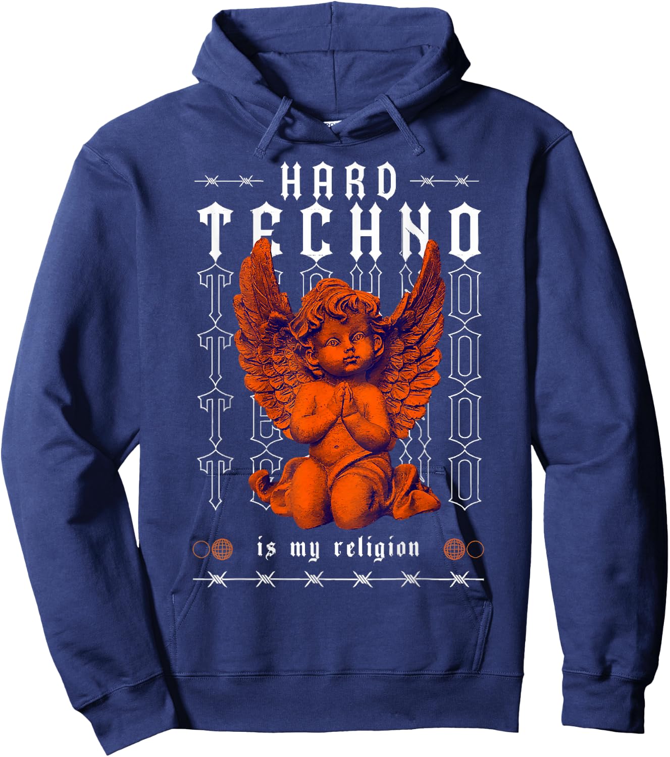 Hard Techno Is My Religion Camiseta -Adults Black Small Hoodie - Hoodie | Navy