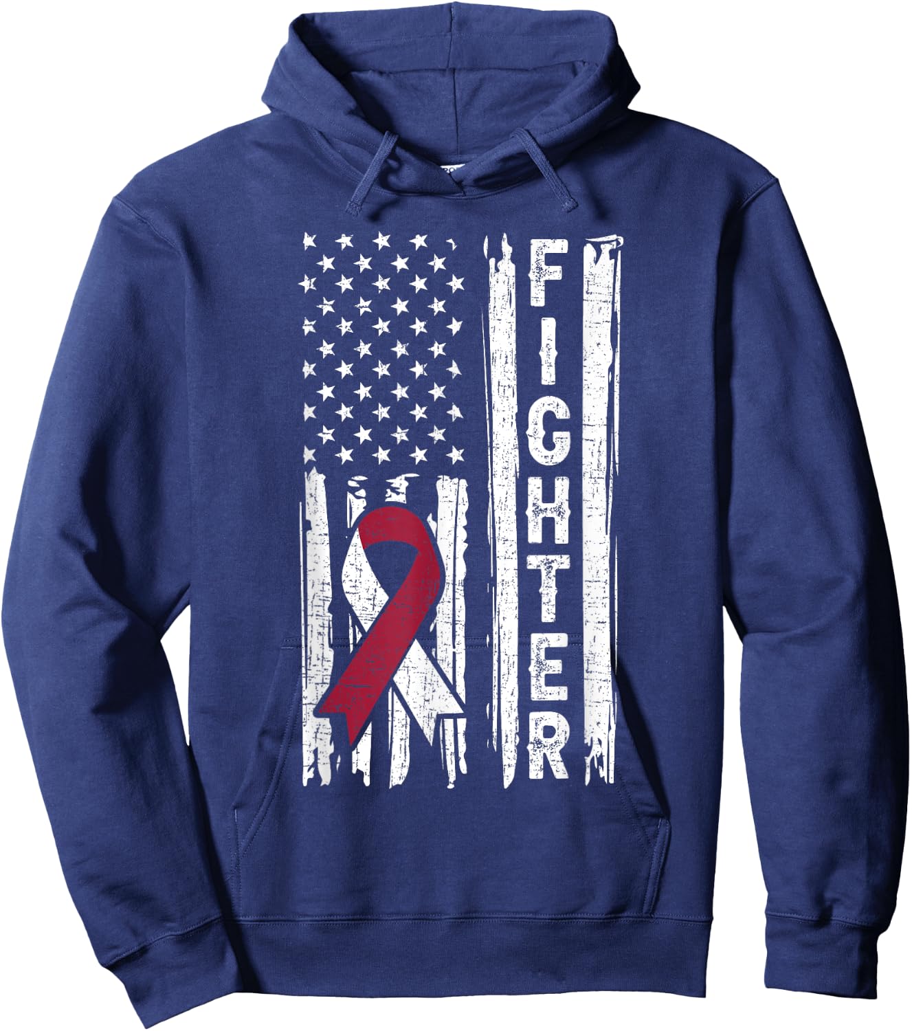 Head and Neck Cancer Patient Fighter Throat Oral Cancer Flag Hoodie - Hoodie | Navy