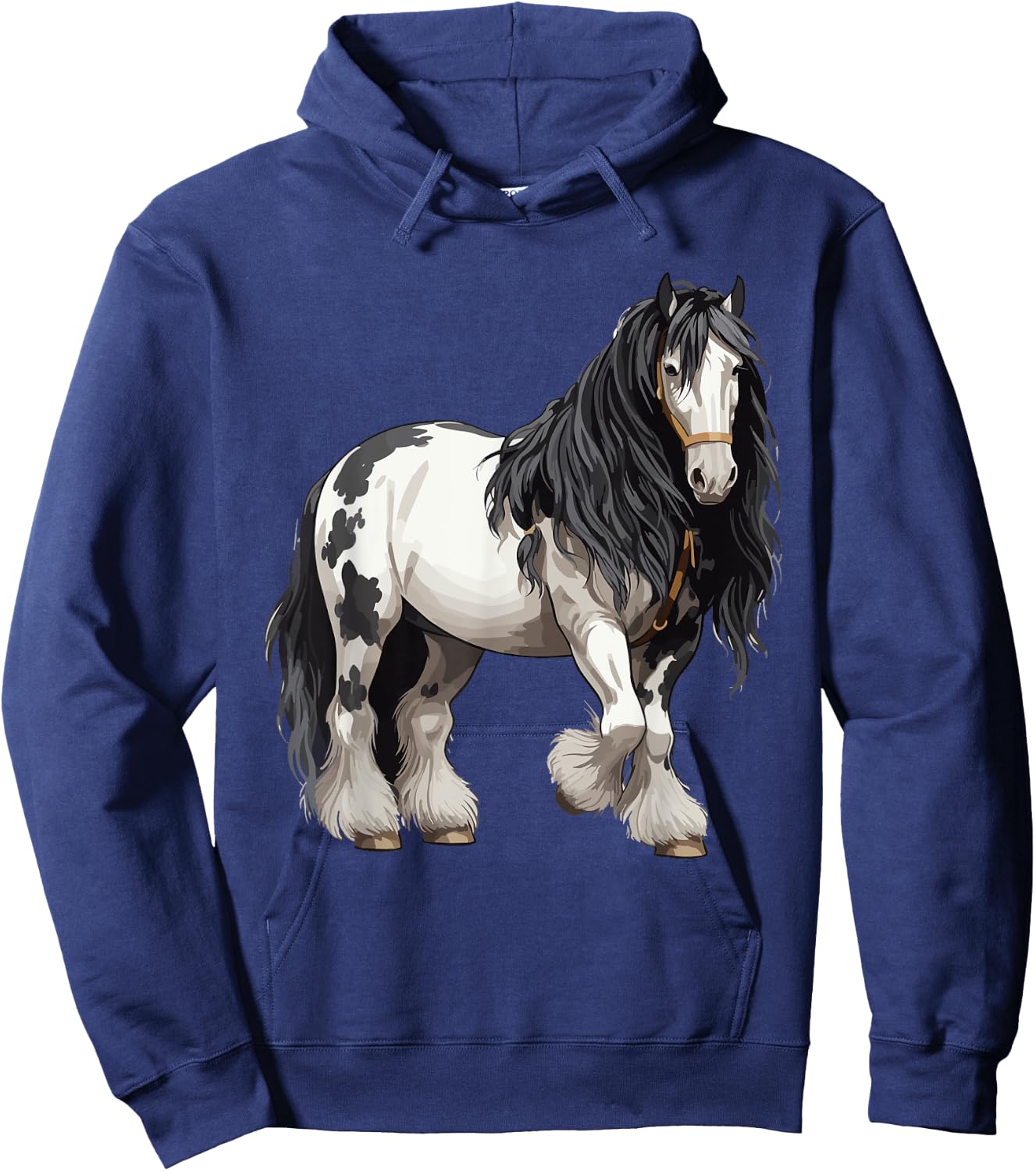 Black Gypsy Vanner Horse Lover Riding Equestrian Hoodie - Hoodie | Navy