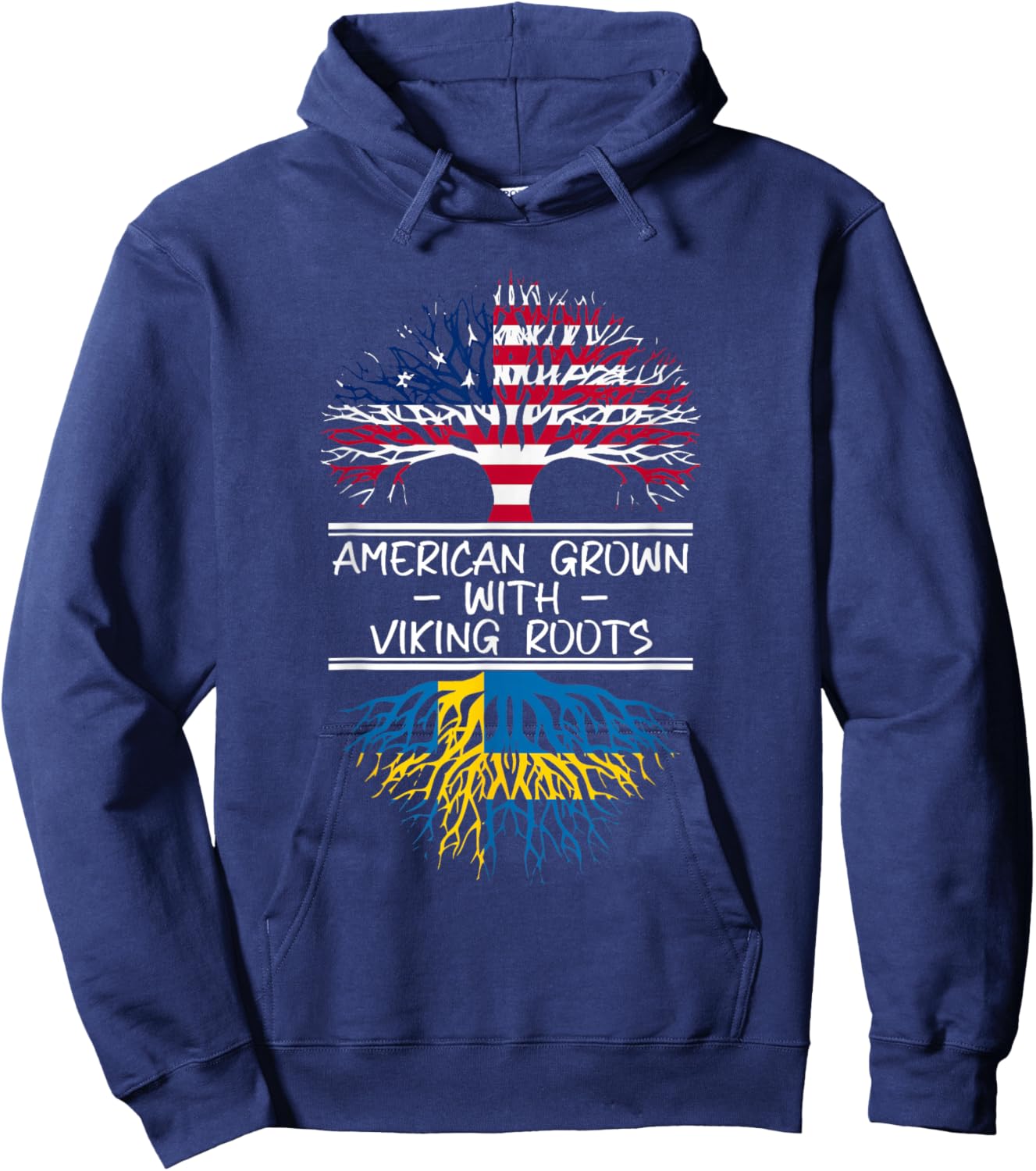 American Grown with Viking Roots Swedish flag Hoodie - Hoodie | Navy